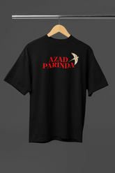 Azad Parinda Black Oversized Unisex T-Shirt | Desi Graphic