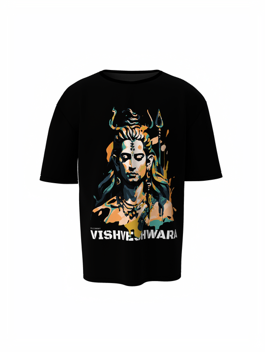 Vishveshwara Spiritual Black Oversized T-Shirt Unisex