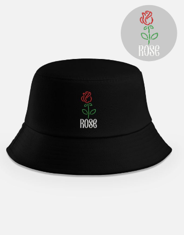 Rose Embroidered Bucket Hat