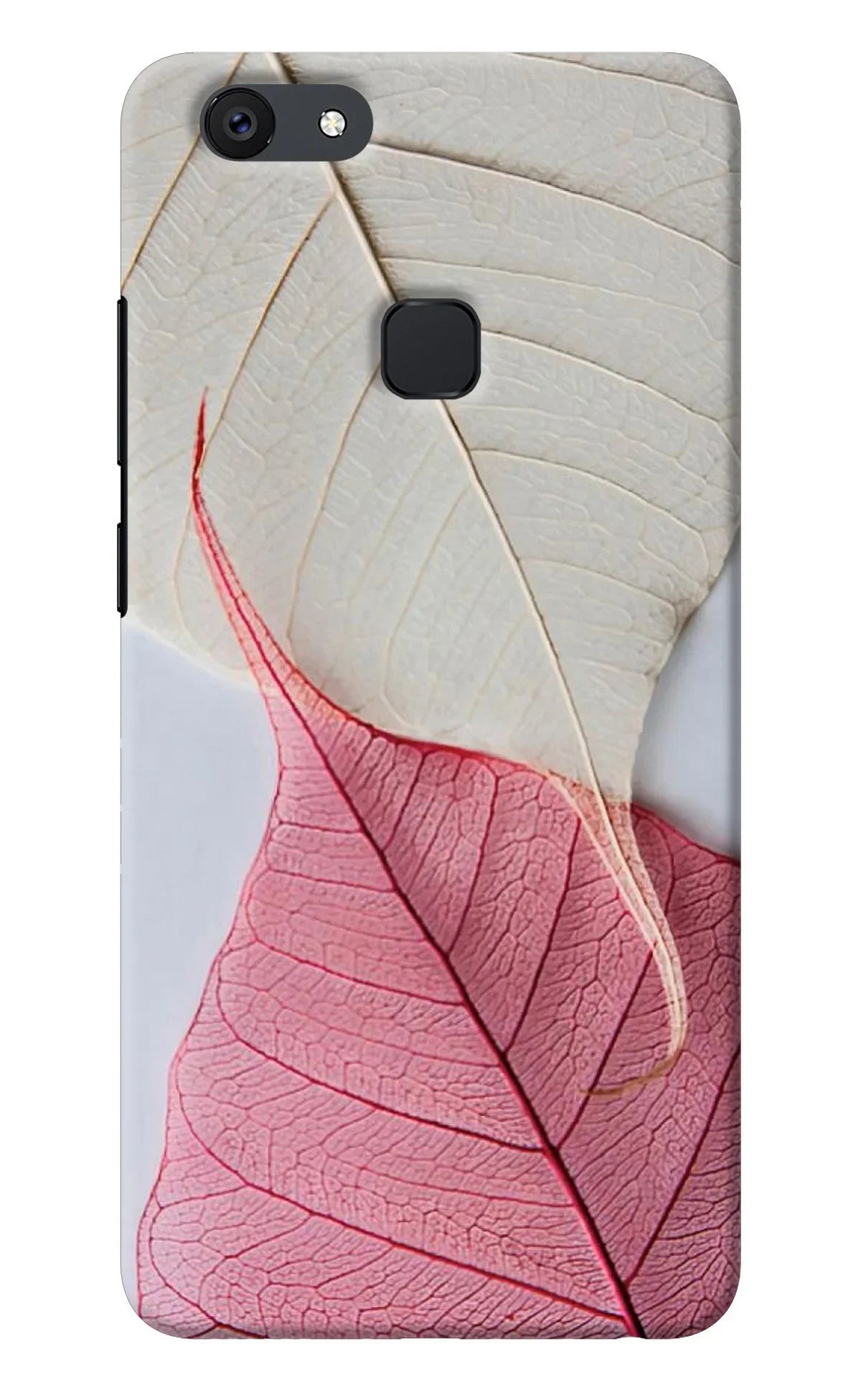 White Pink Leaf Vivo V7 Back Cover