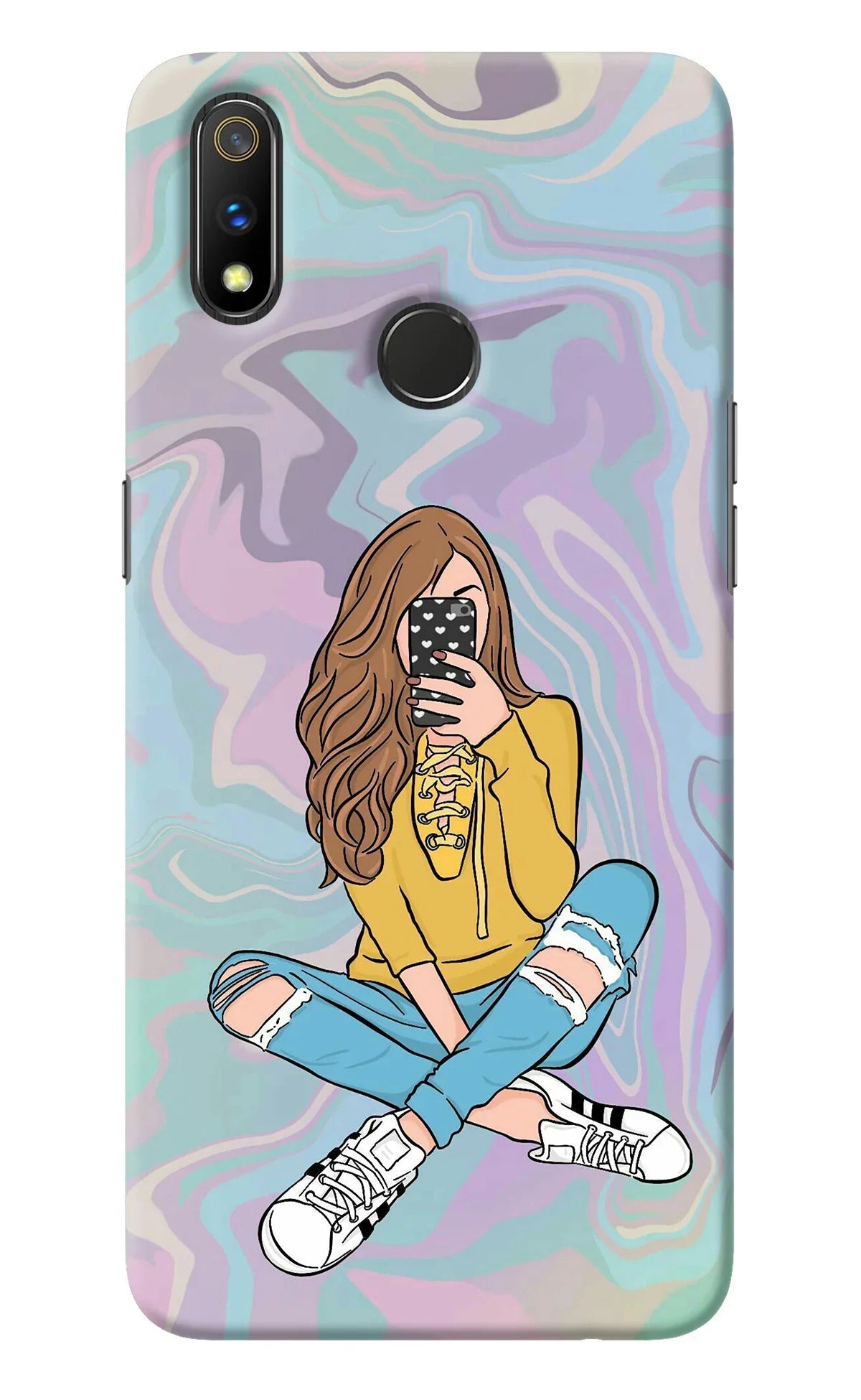 Selfie Girl Realme 3 Pro Back Cover