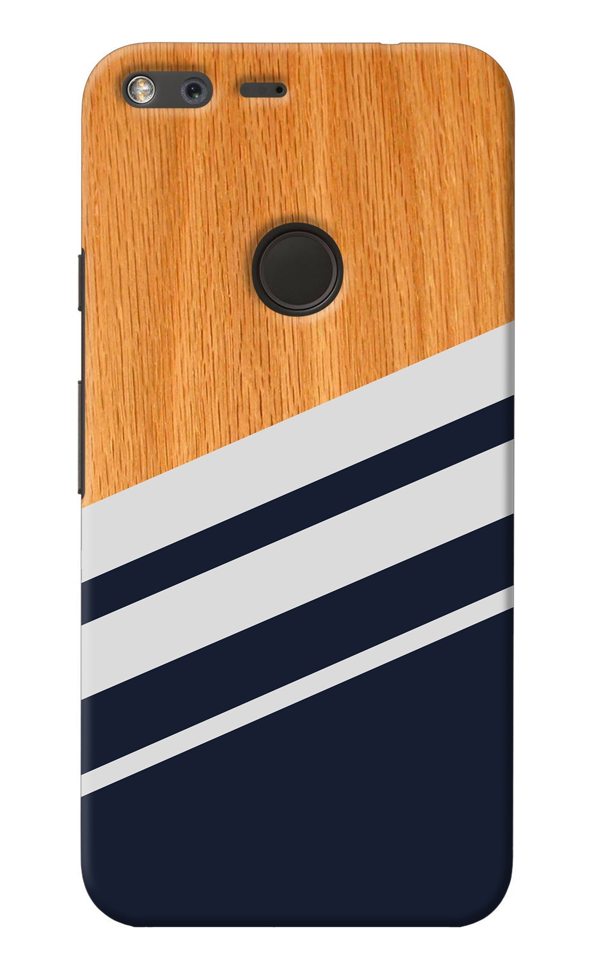 Blue and white wooden Google Pixel XL Back Cover