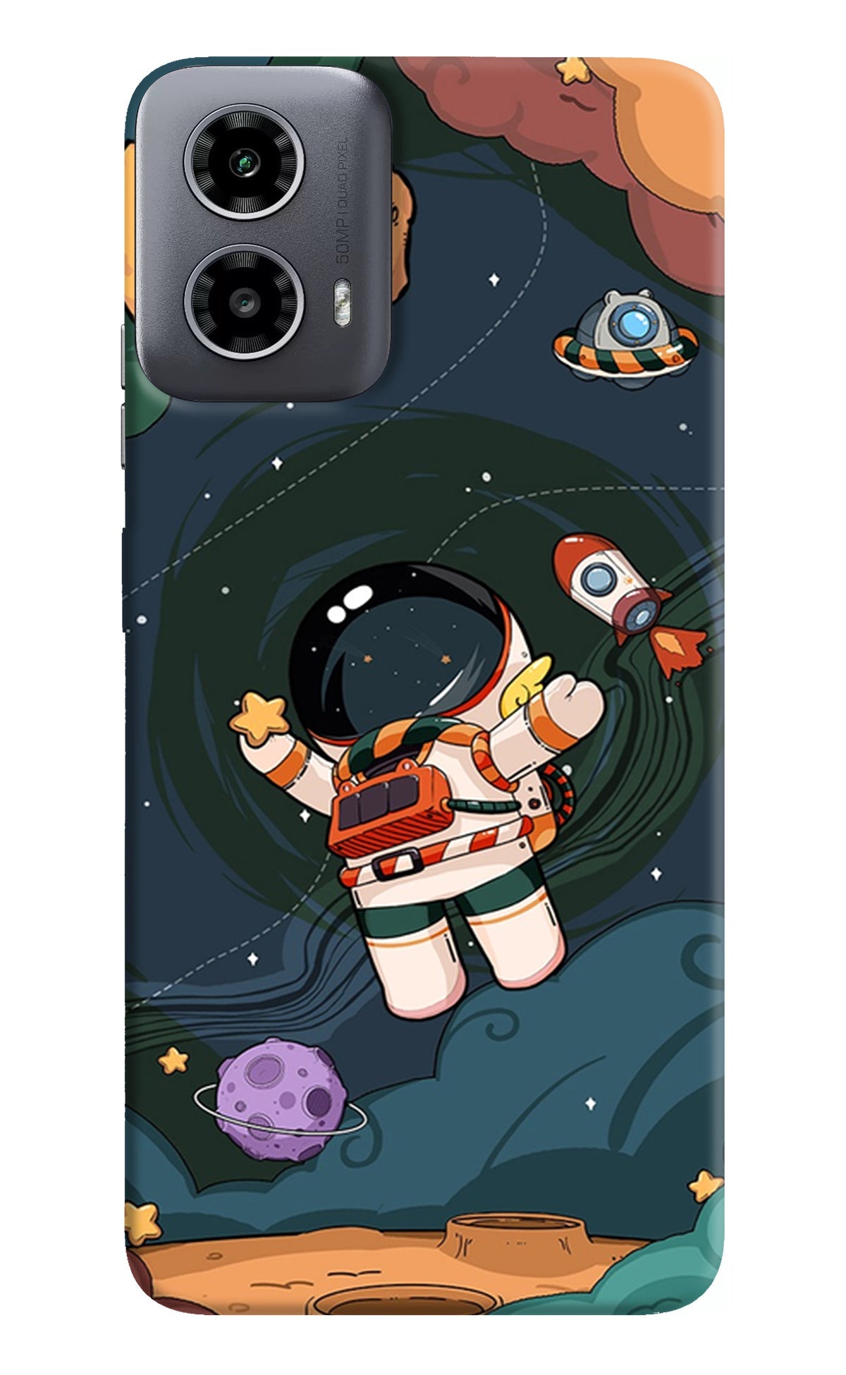 Cartoon Astronaut Moto G34 5G Back Cover