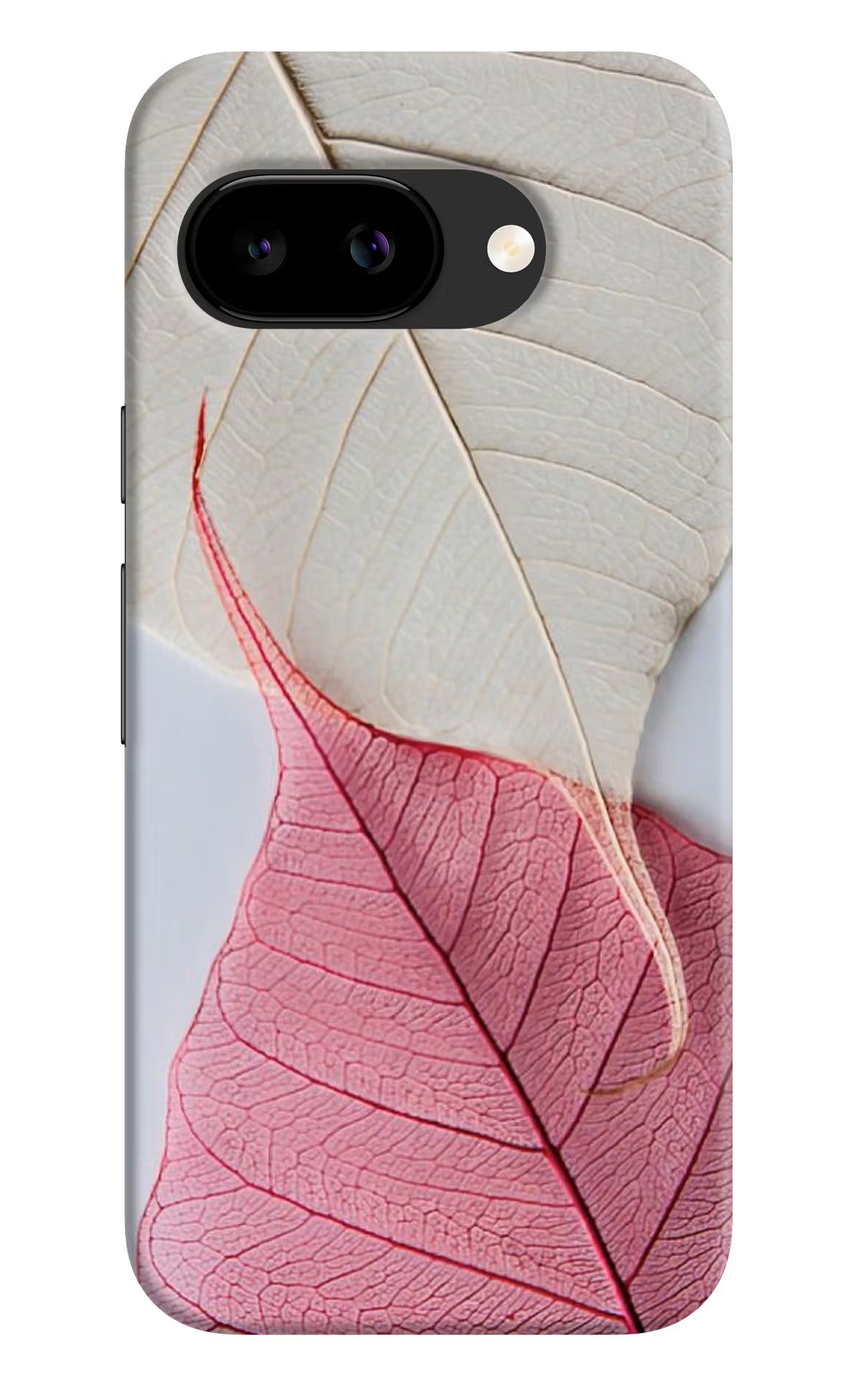 White Pink Leaf Google Pixel 9a Back Cover Hard Case - Hello Swanky
