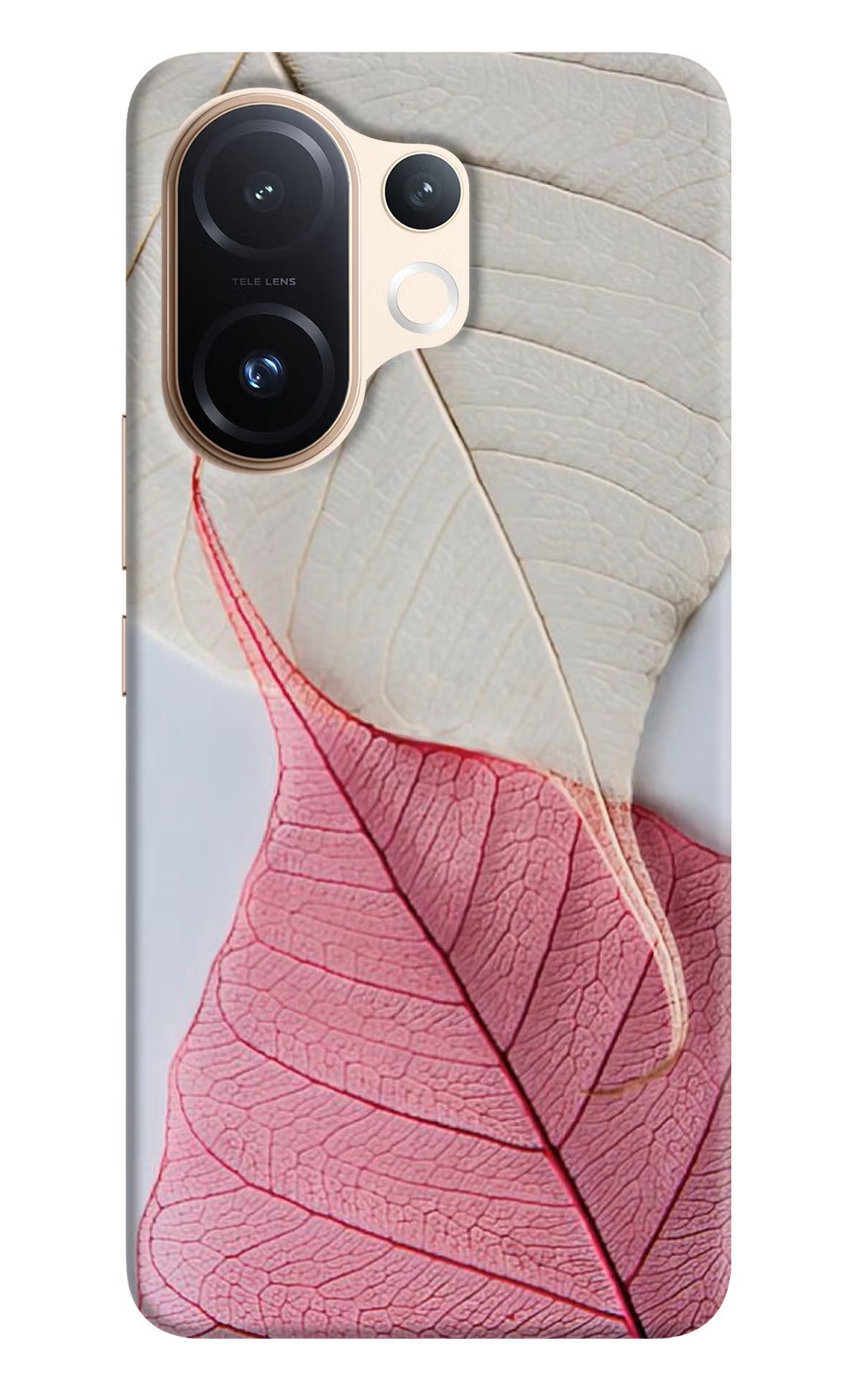 White Pink Leaf Vivo T4 Pro 5G Back Cover