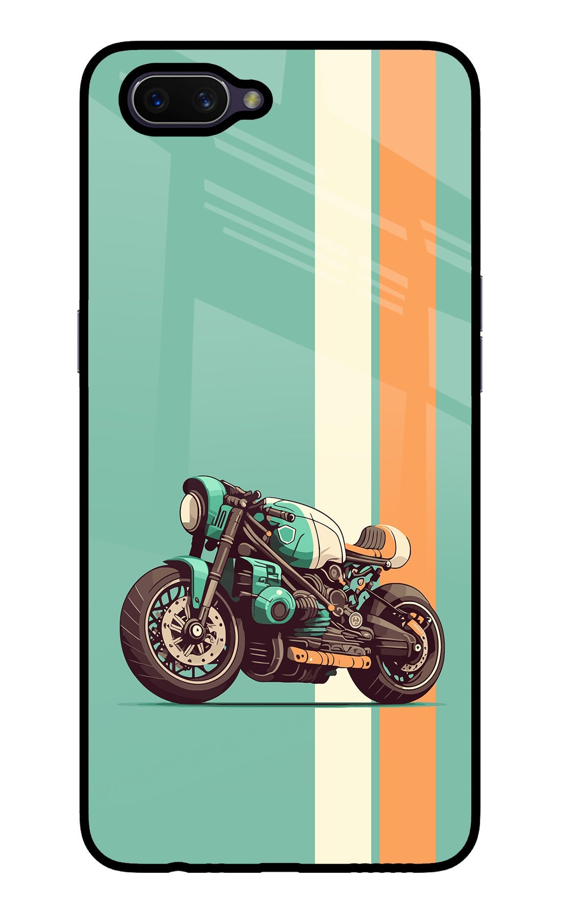 Striped Moto Drift Oppo A3S Glass Case