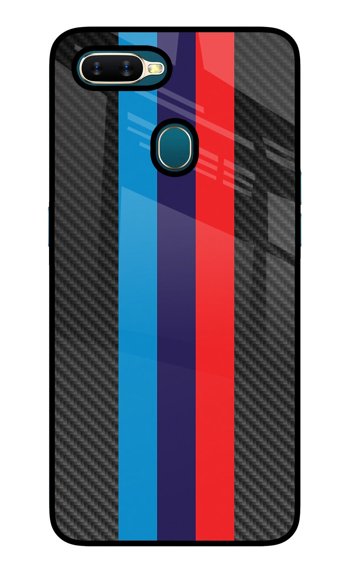 BMW Stripes Pattern Oppo A7/A5s/A12 Glass Case