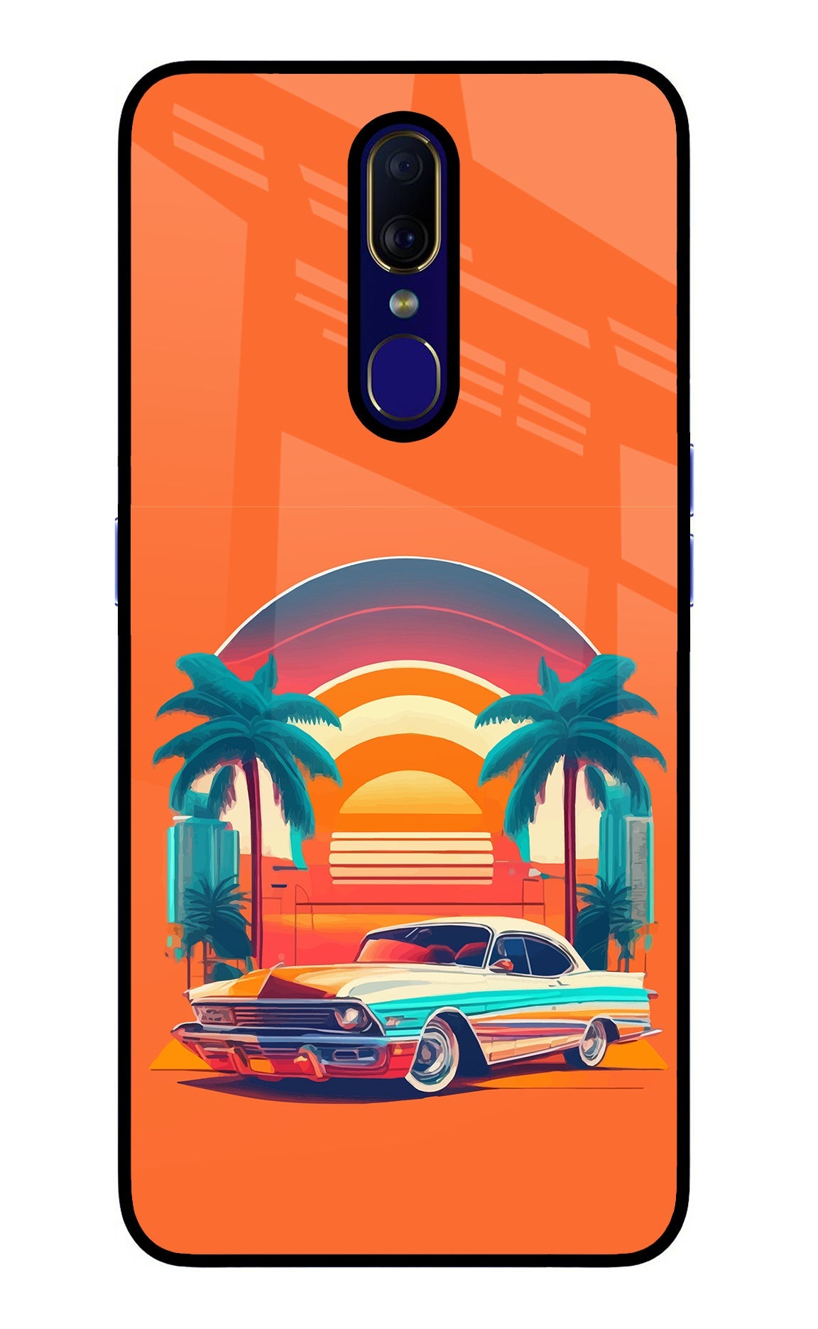 Palm Drive 80s Oppo F11 Glass Case