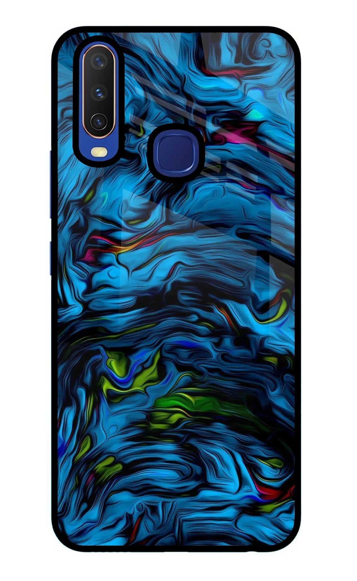 Dark Blue Abstract Vivo Y11/Y12/U10 Glass Case