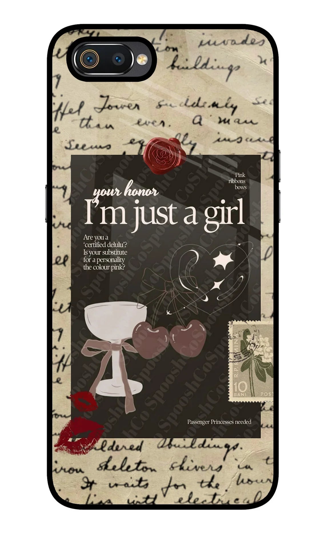 I am just a girl Realme C2 Glass Case