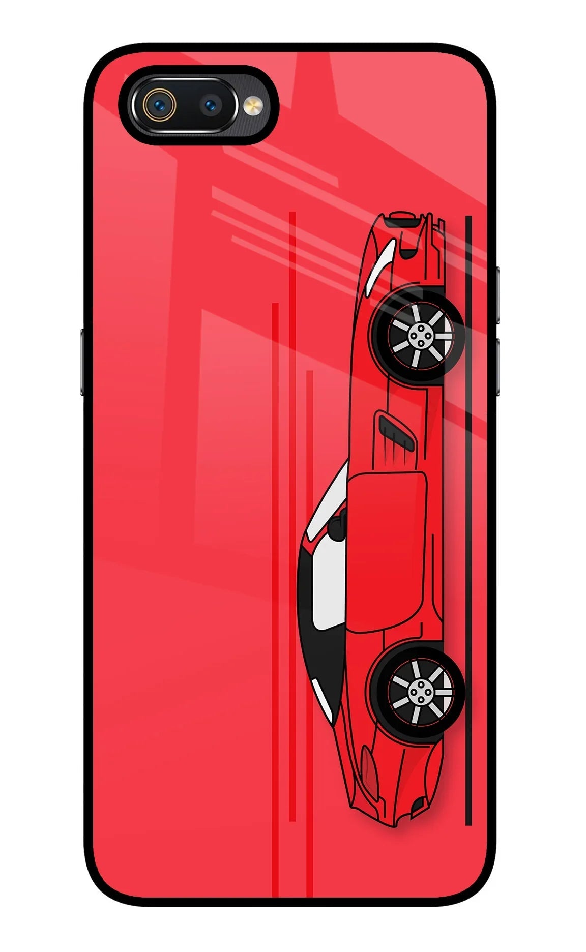 Red Velocity Realme C2 Glass Case