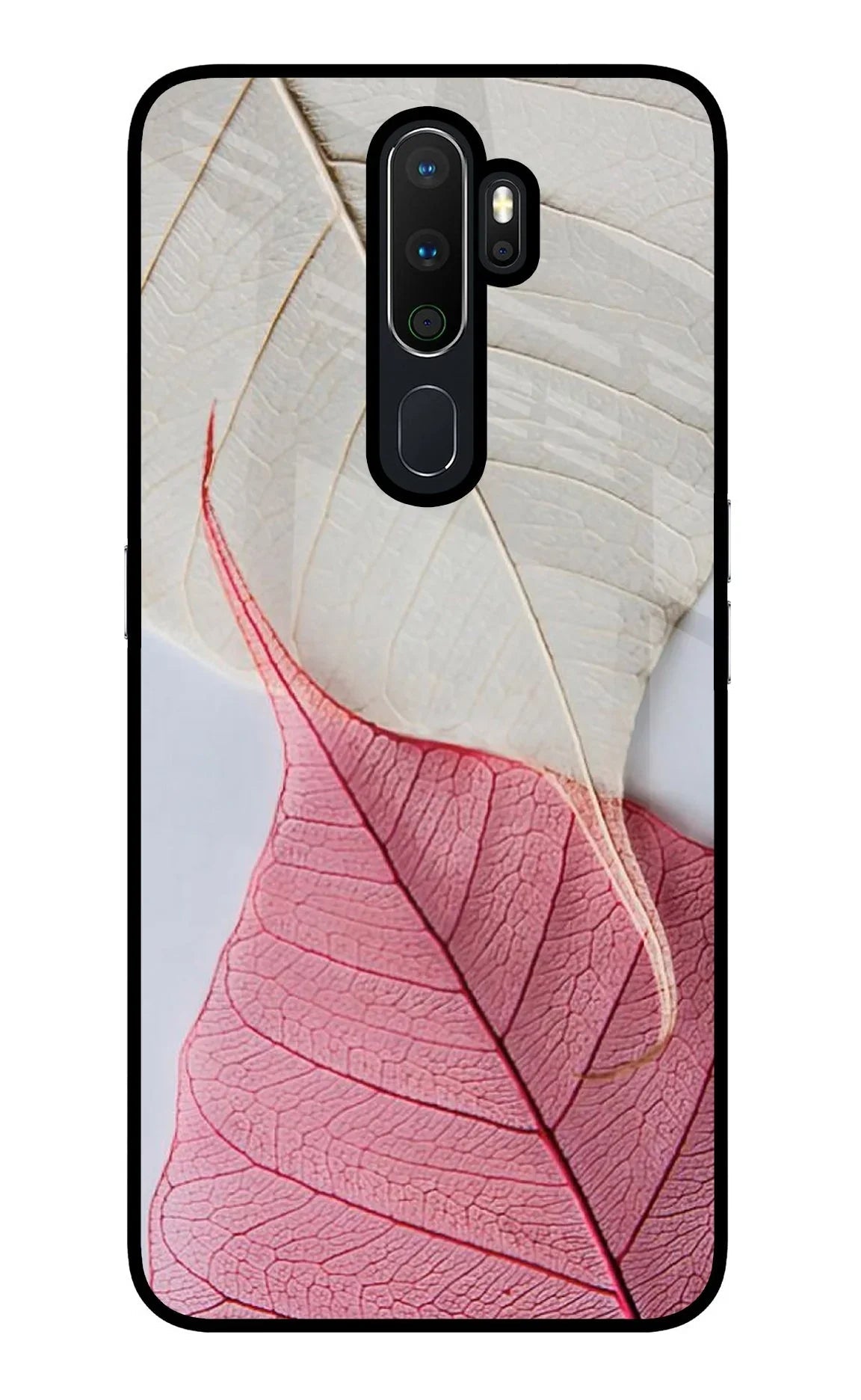 White Pink Leaf Oppo A5 2020/A9 2020 Back Cover