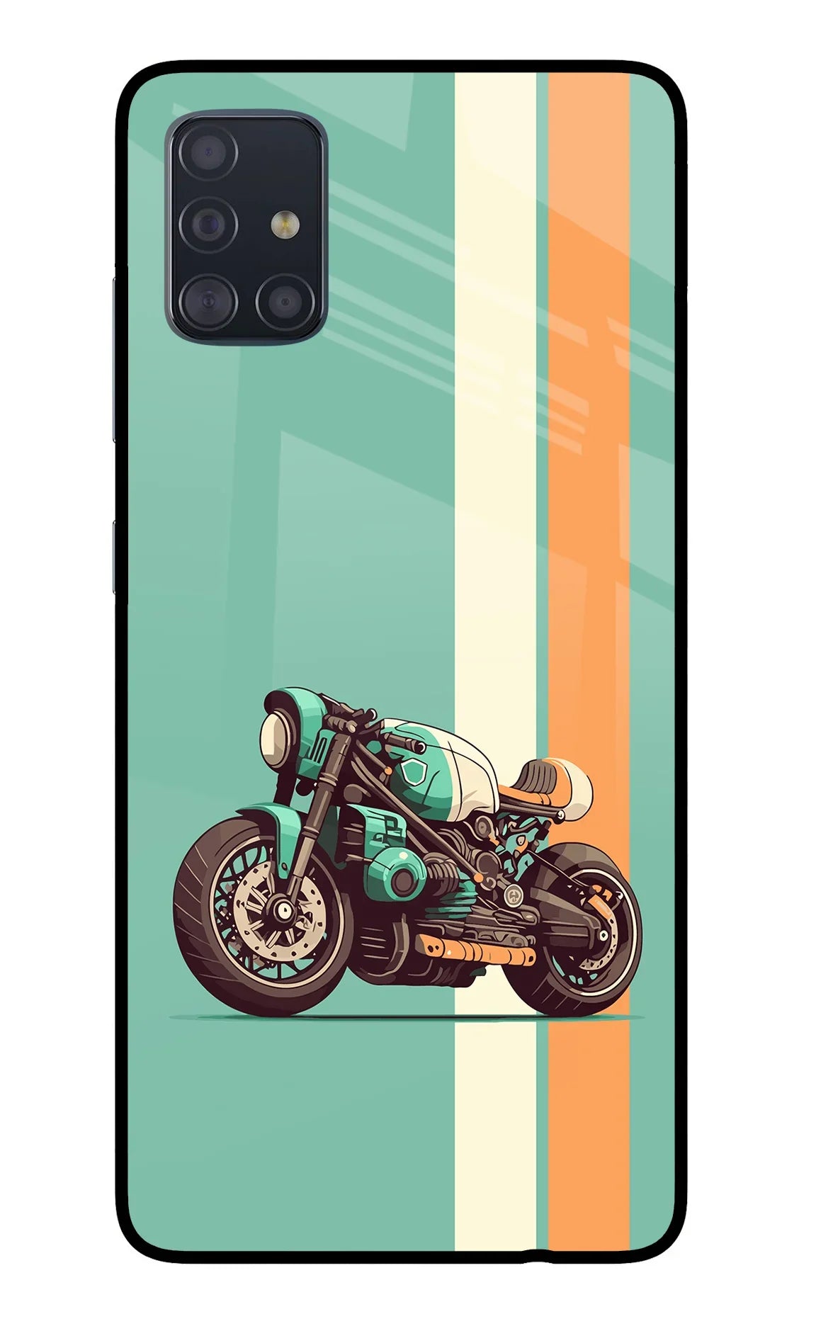 Striped Moto Drift Samsung A51 Glass Case