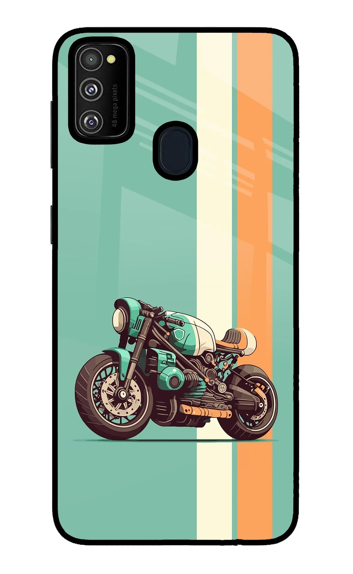 Striped Moto Drift Samsung M21 2020 Glass Case
