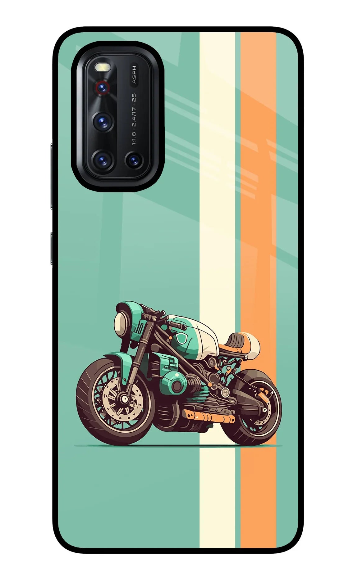 Striped Moto Drift Vivo V19 Glass Case