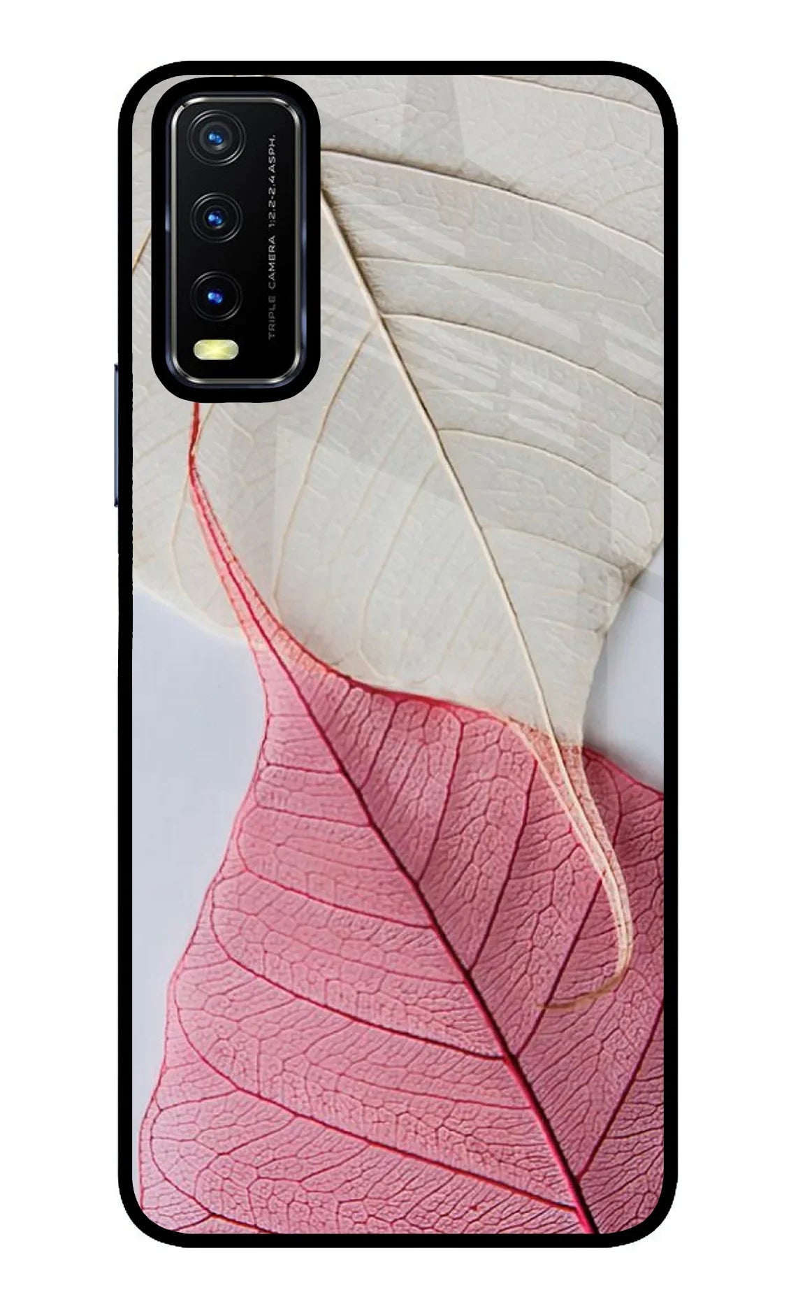 White Pink Leaf Vivo Y20/Y20i Back Cover