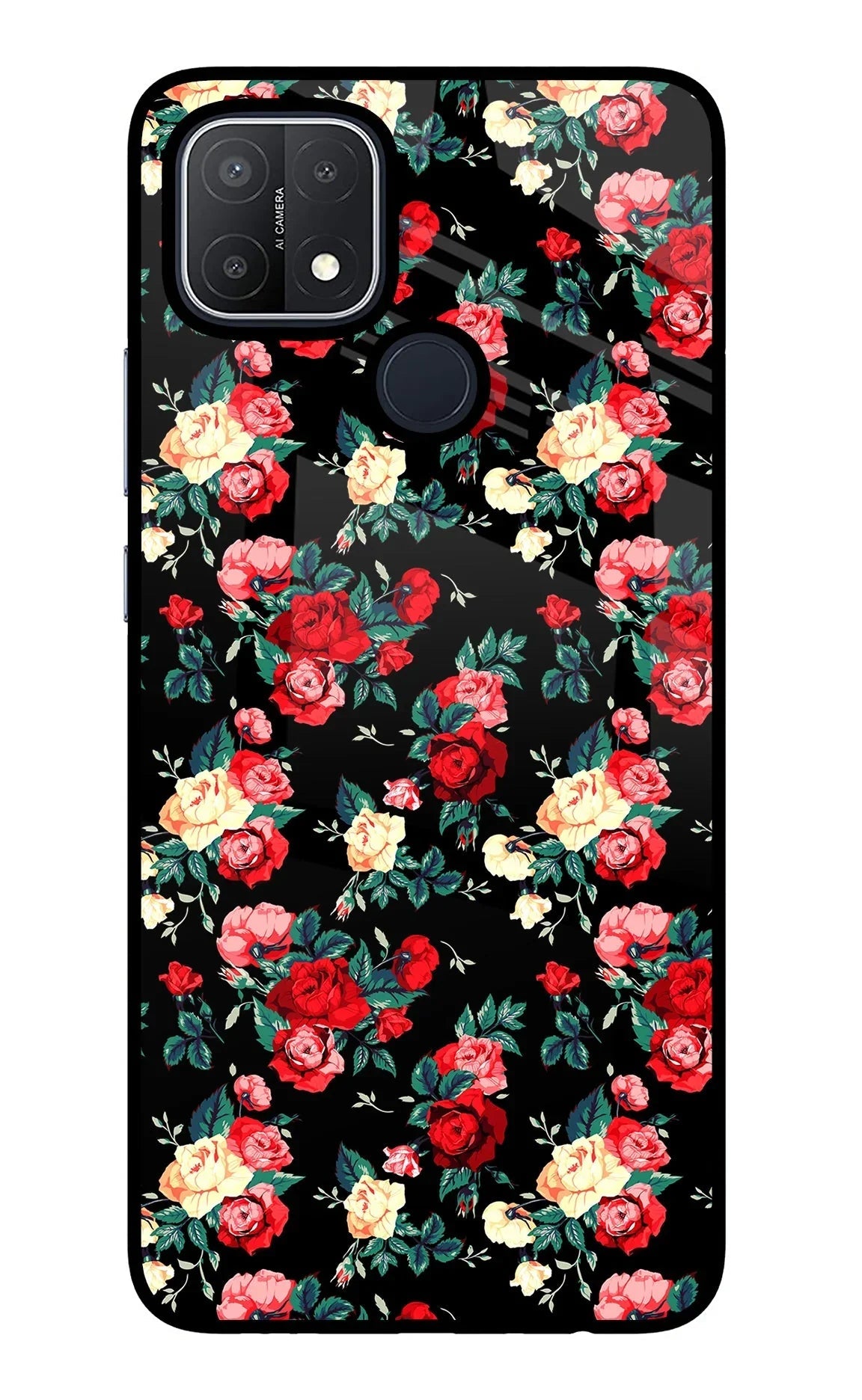 Rose Pattern Oppo A15/A15s Back Cover
