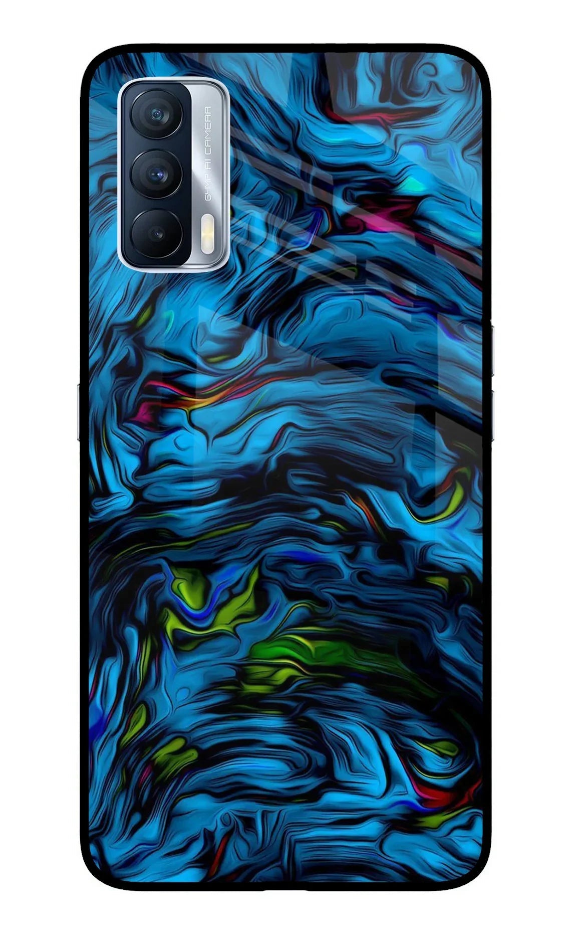 Dark Blue Abstract Realme X7 Glass Case
