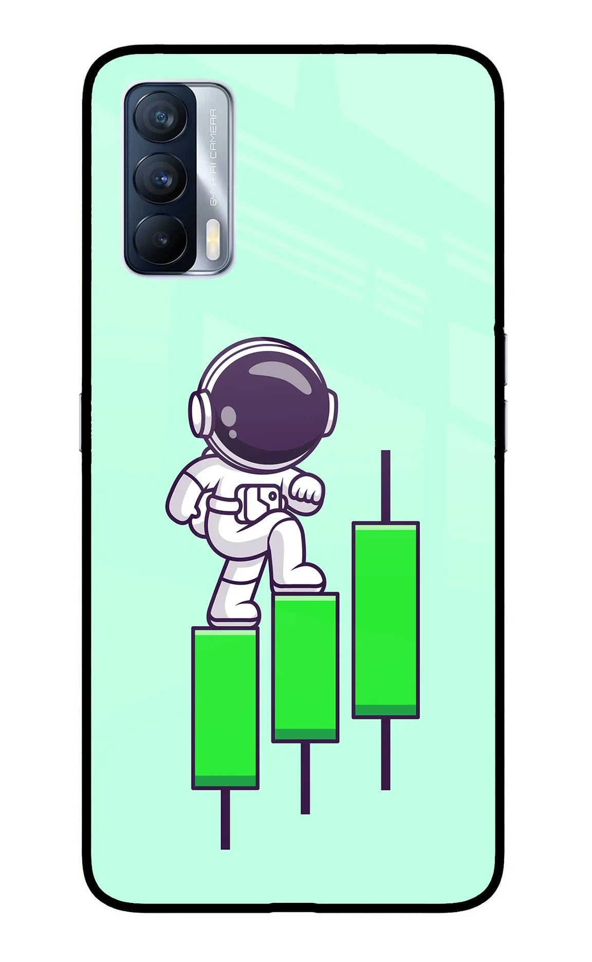 Astronaut Trader Realme X7 Glass Case