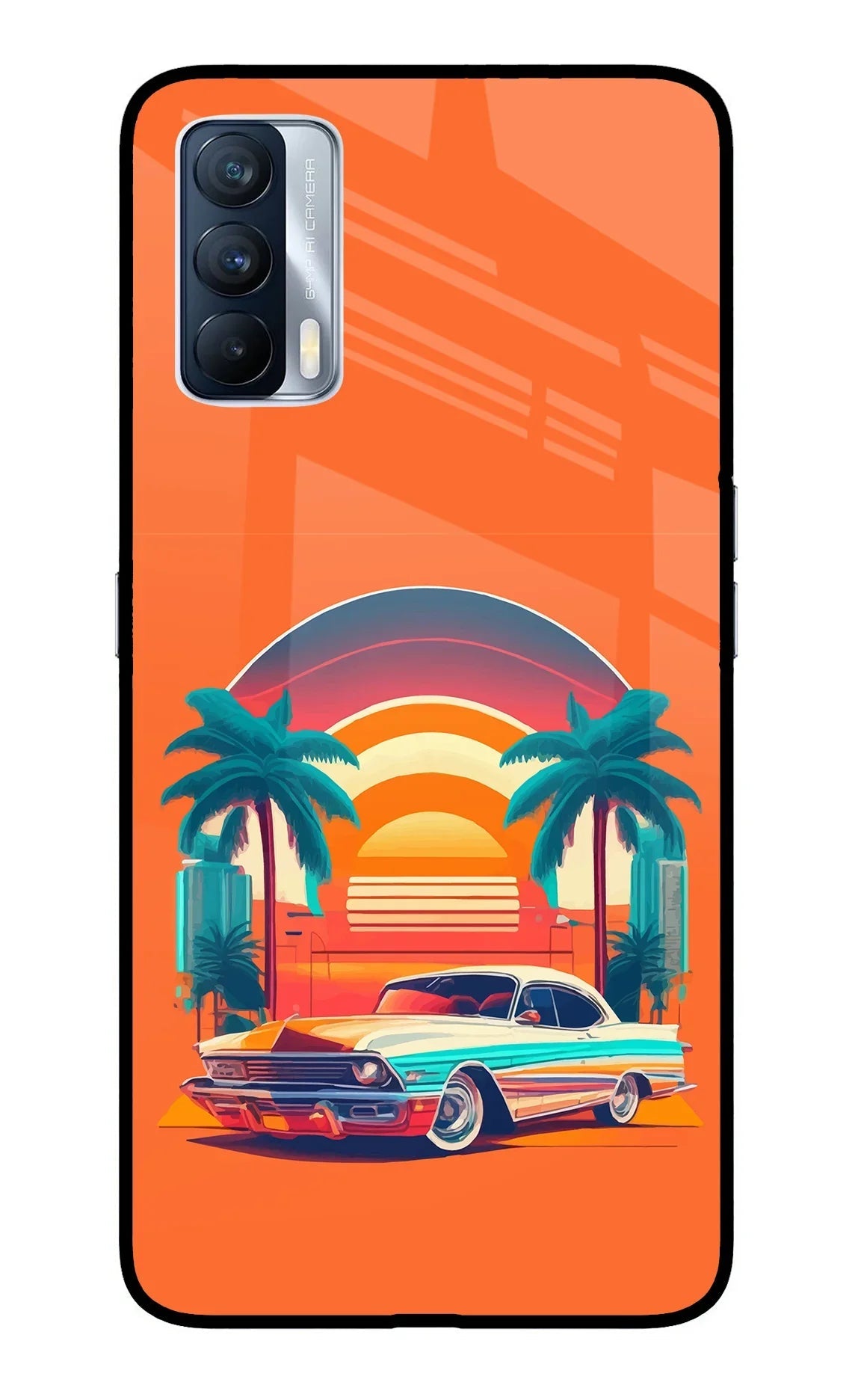 Palm Drive 80s Realme X7 Glass Case
