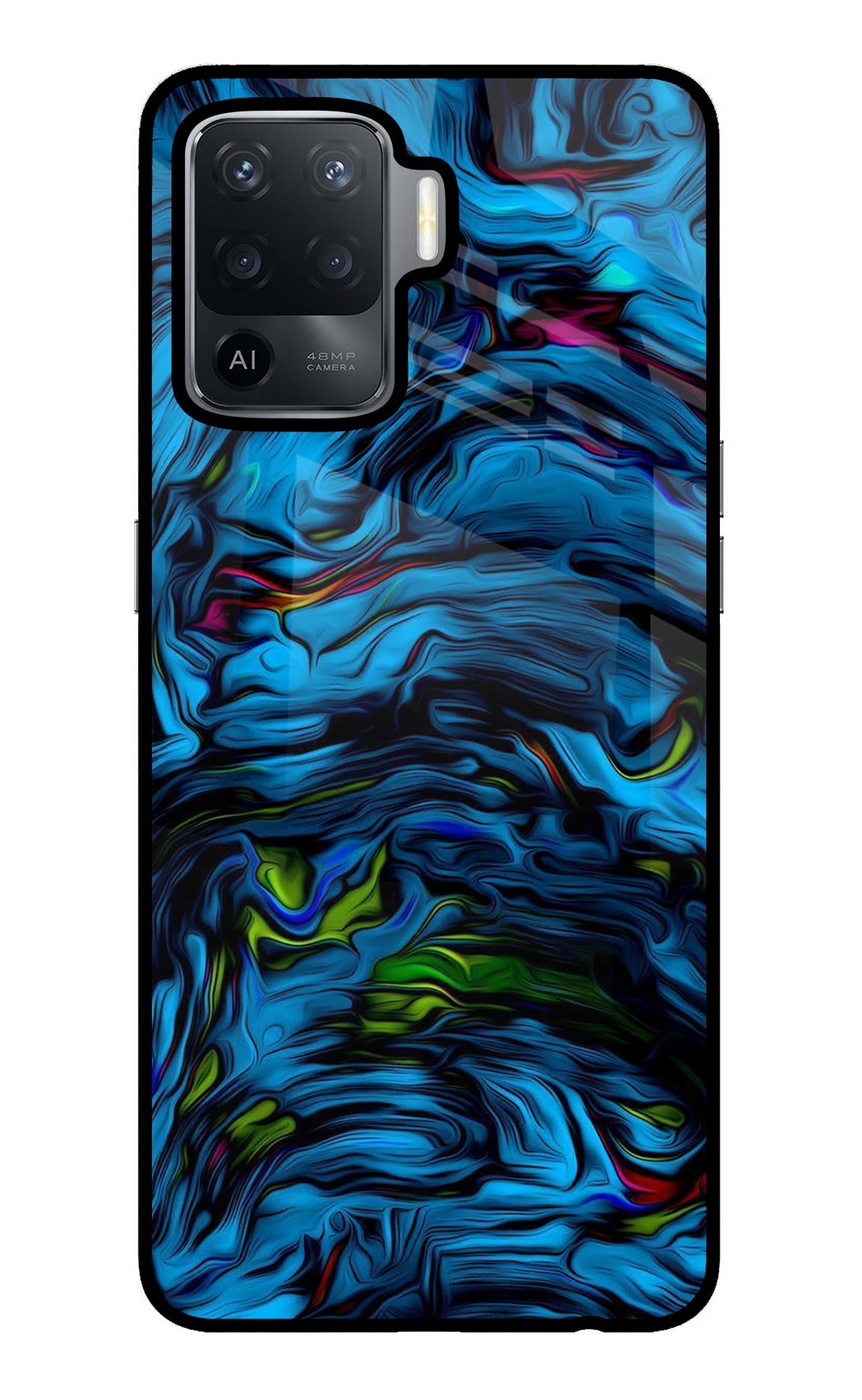 Dark Blue Abstract Oppo F19 Pro Glass Case