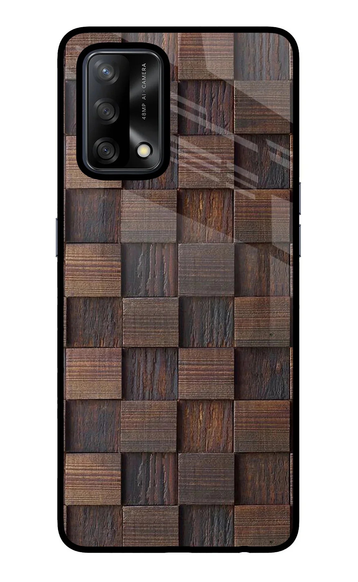Wooden Cube Design Oppo F19/F19s Back Cover