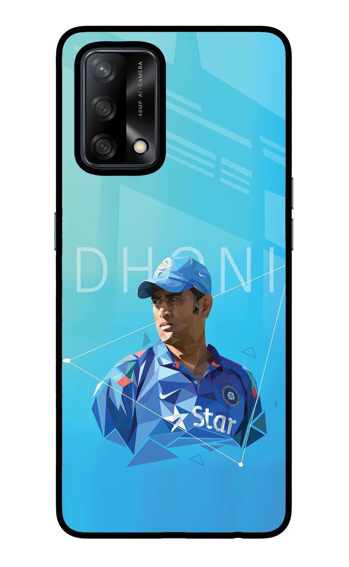 Dhoni Artwork Oppo F19/F19s Glass Case