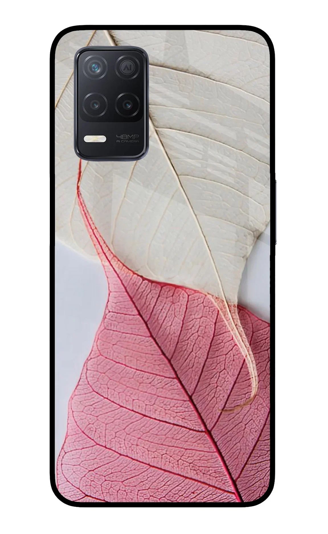 White Pink Leaf Realme 8 5G/8s 5G Back Cover