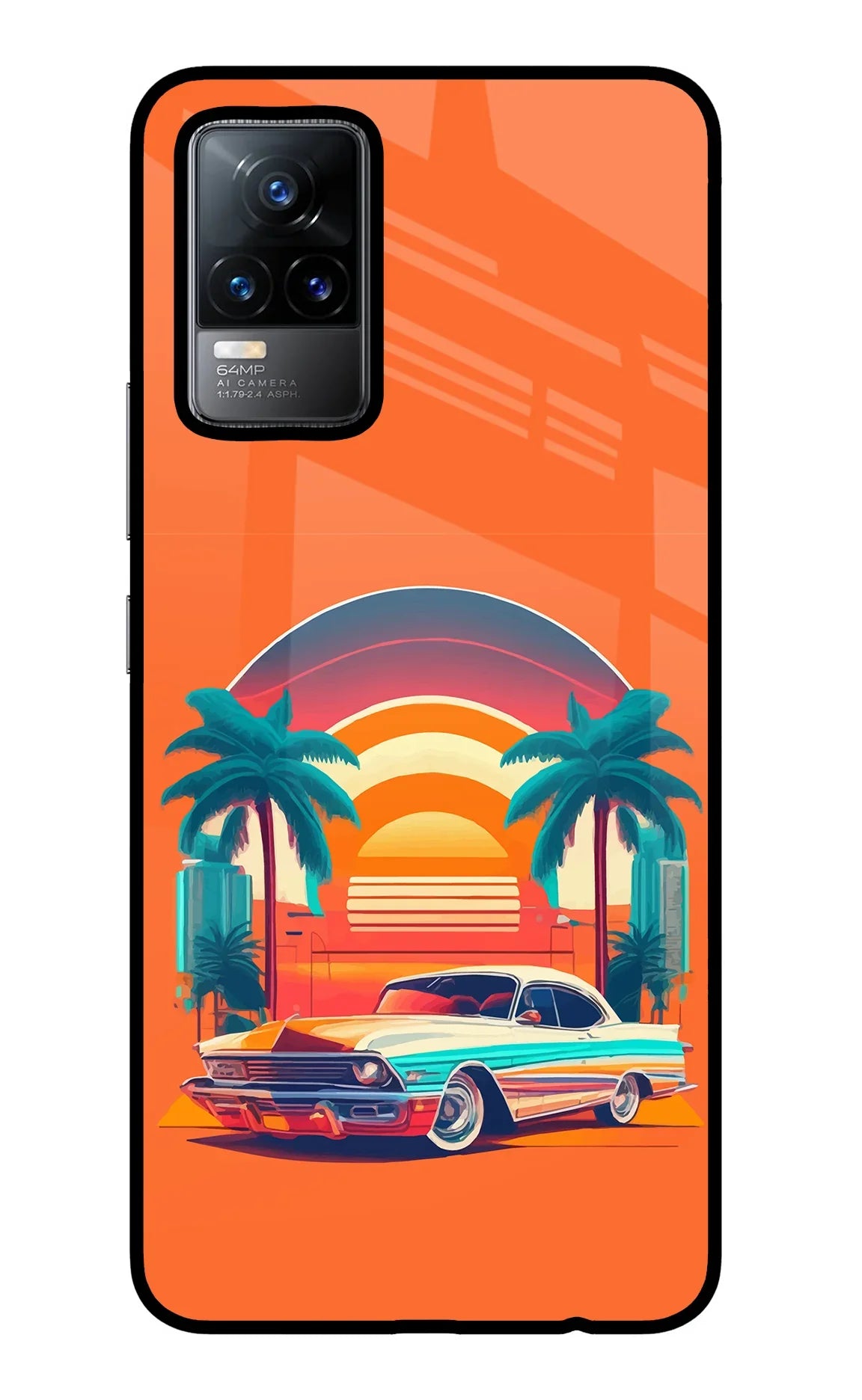 Palm Drive 80s Vivo Y73/V21E 4G Glass Case