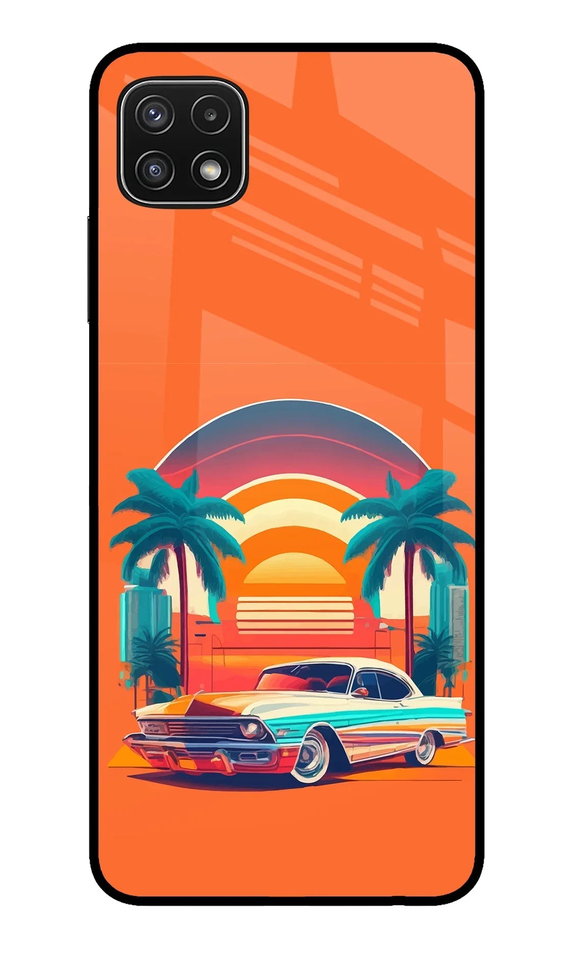 Palm Drive 80s Samsung A22 5G Glass Case