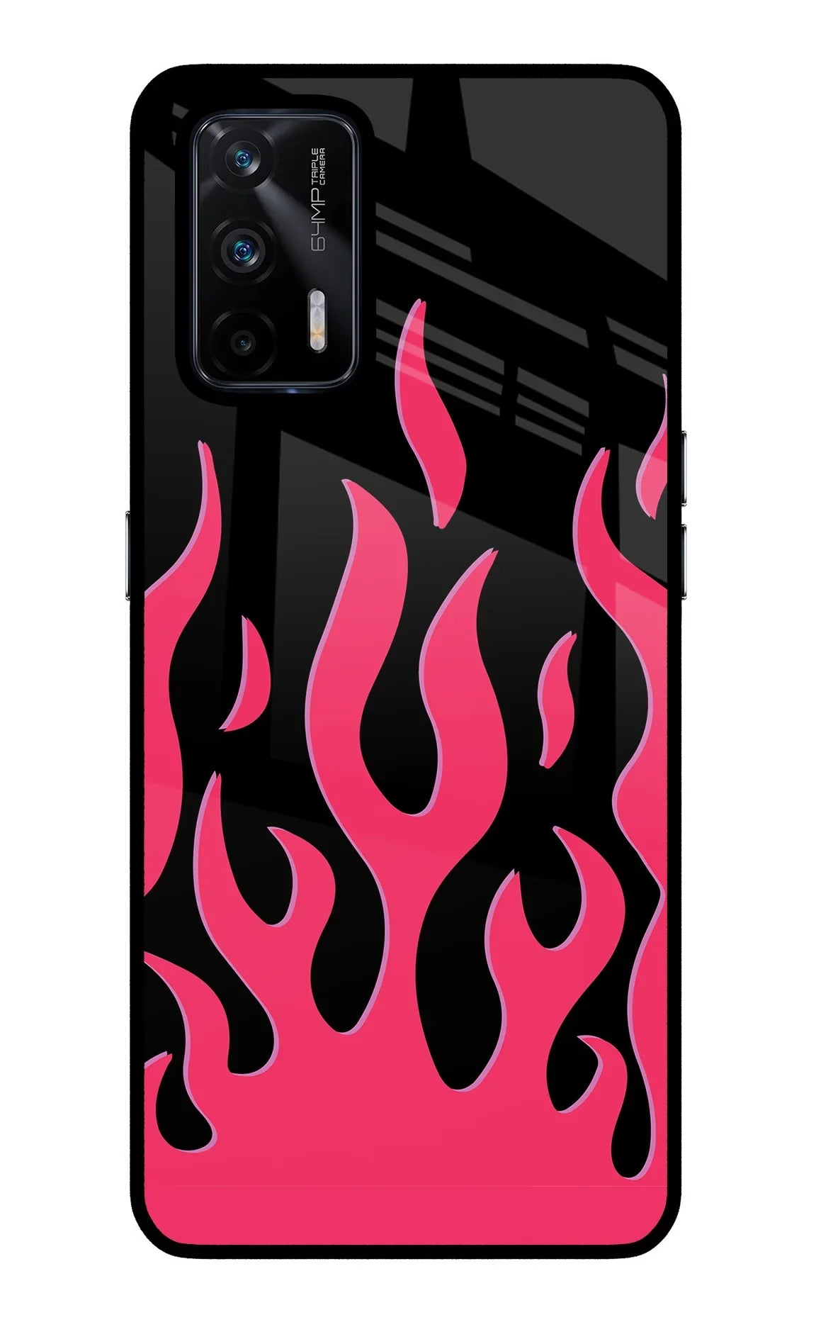 Fire Flames Realme X7 Max Glass Case