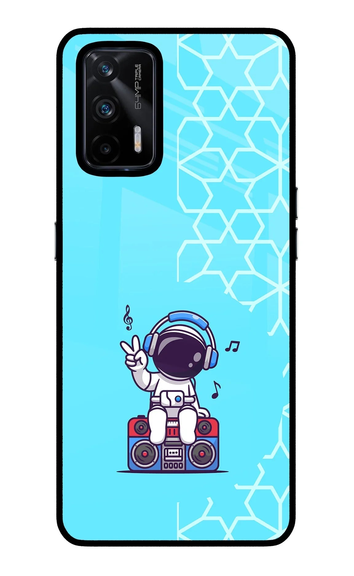 Cute Astronaut Chilling Realme X7 Max Glass Case