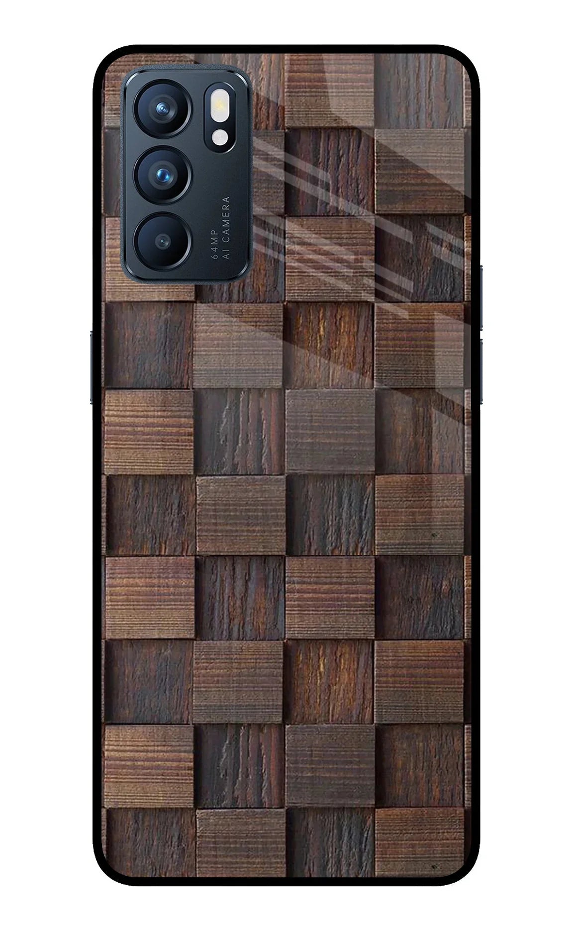 Wooden Cube Design Oppo Reno6 5G Back Cover
