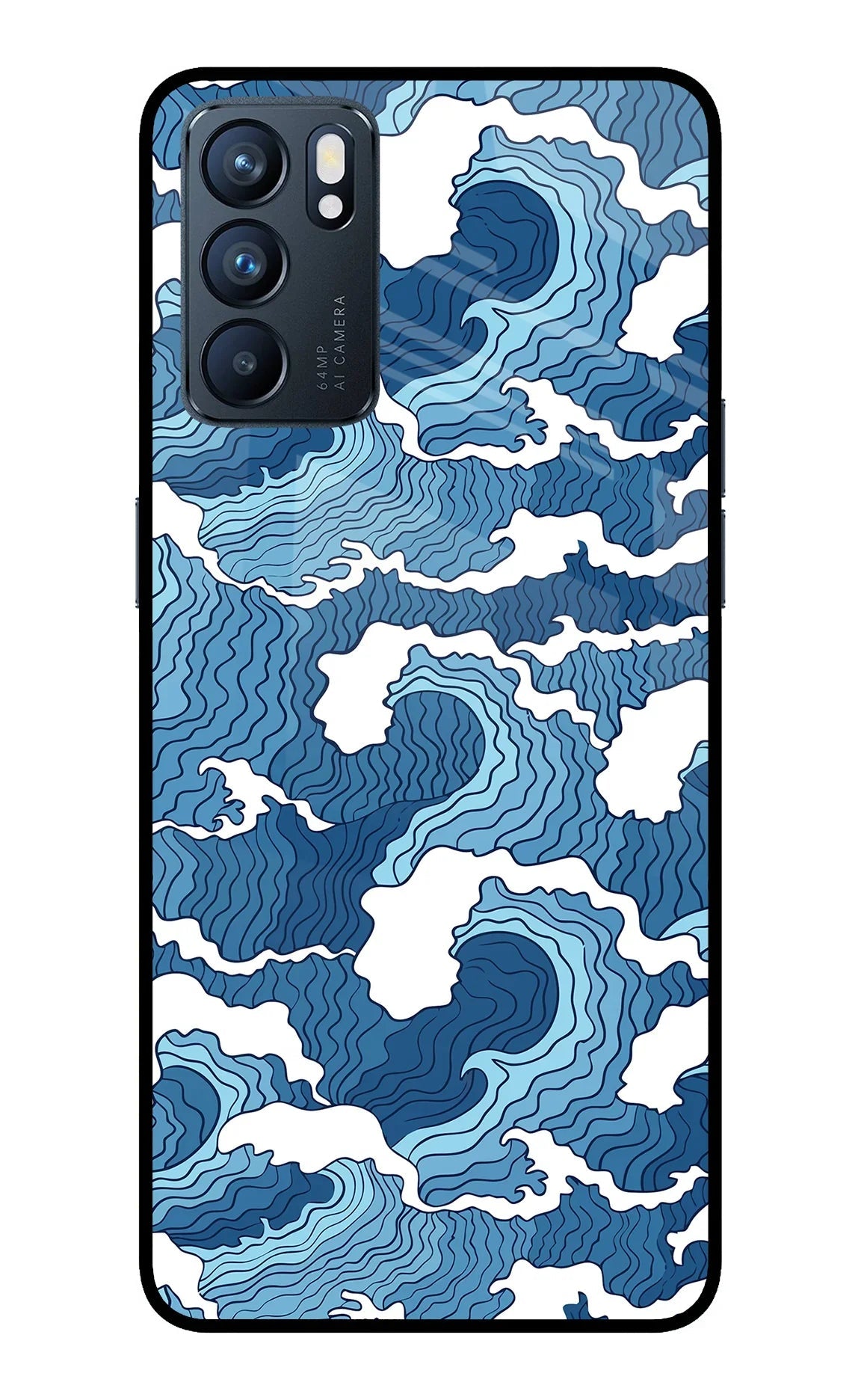 Blue Waves Oppo Reno6 5G Back Cover