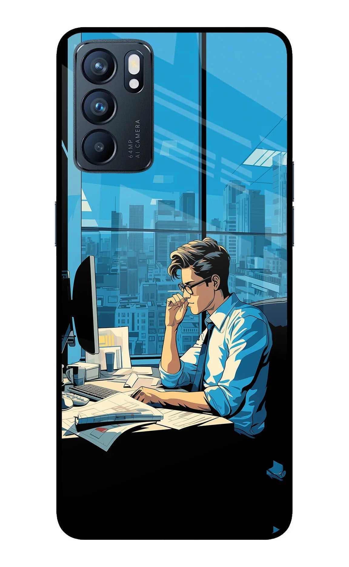 Focused Hustler (AI Generated) Oppo Reno6 5G Glass Case