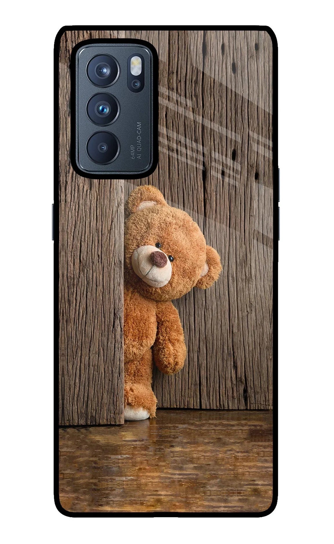 Teddy Wooden Oppo Reno6 Pro 5G Glass Case