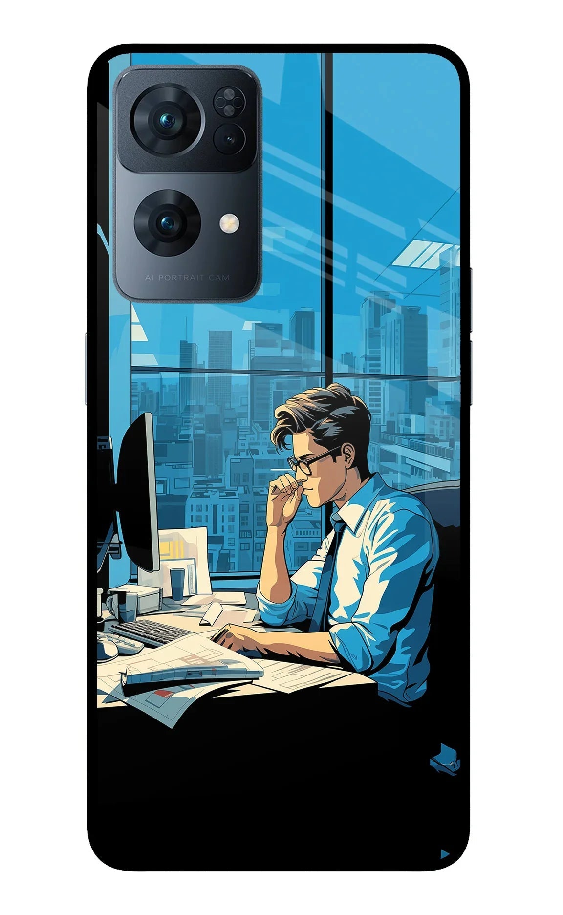 Focused Hustler (AI Generated) Oppo Reno7 Pro 5G Glass Case