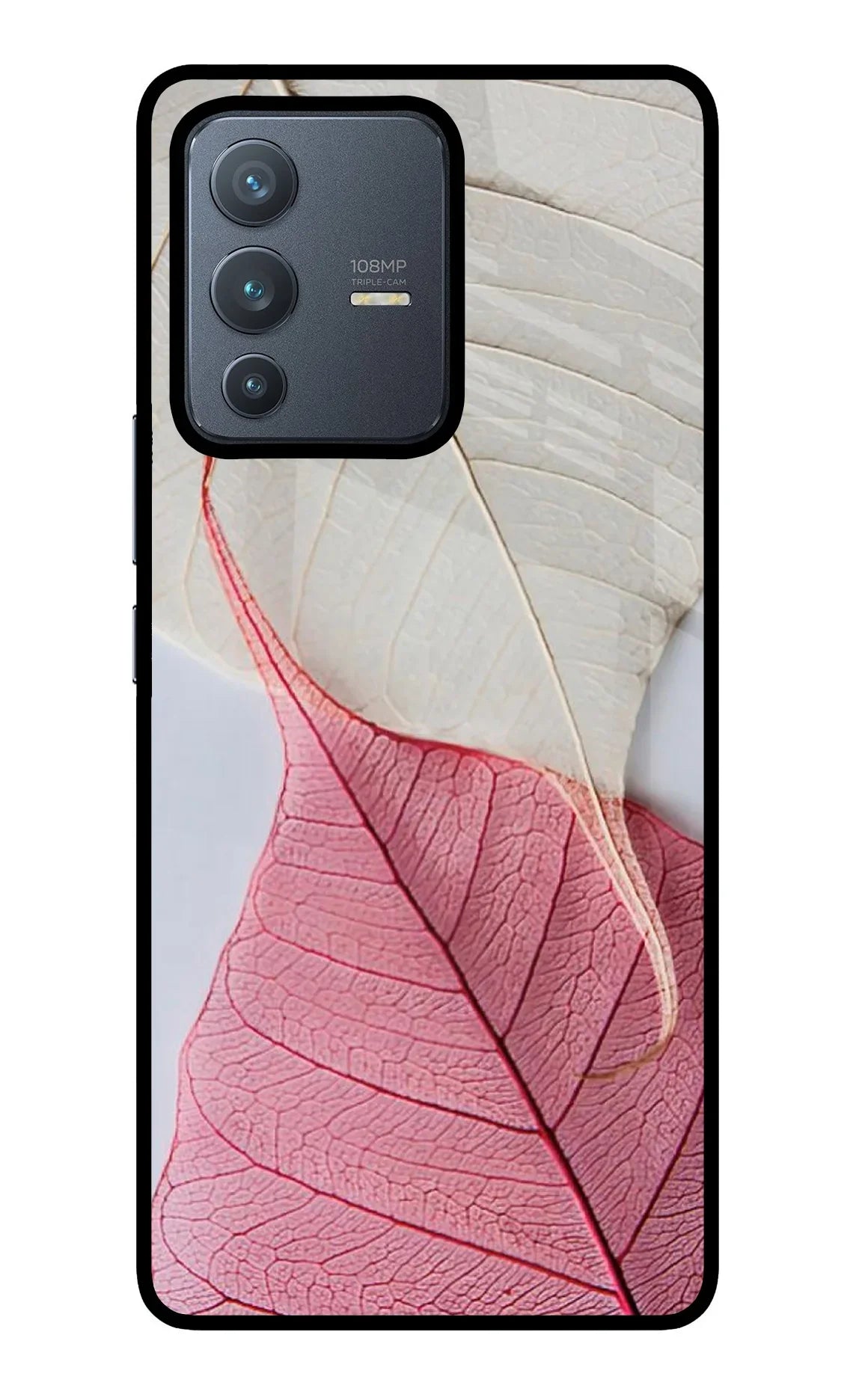 White Pink Leaf Vivo V23 Pro 5G Back Cover