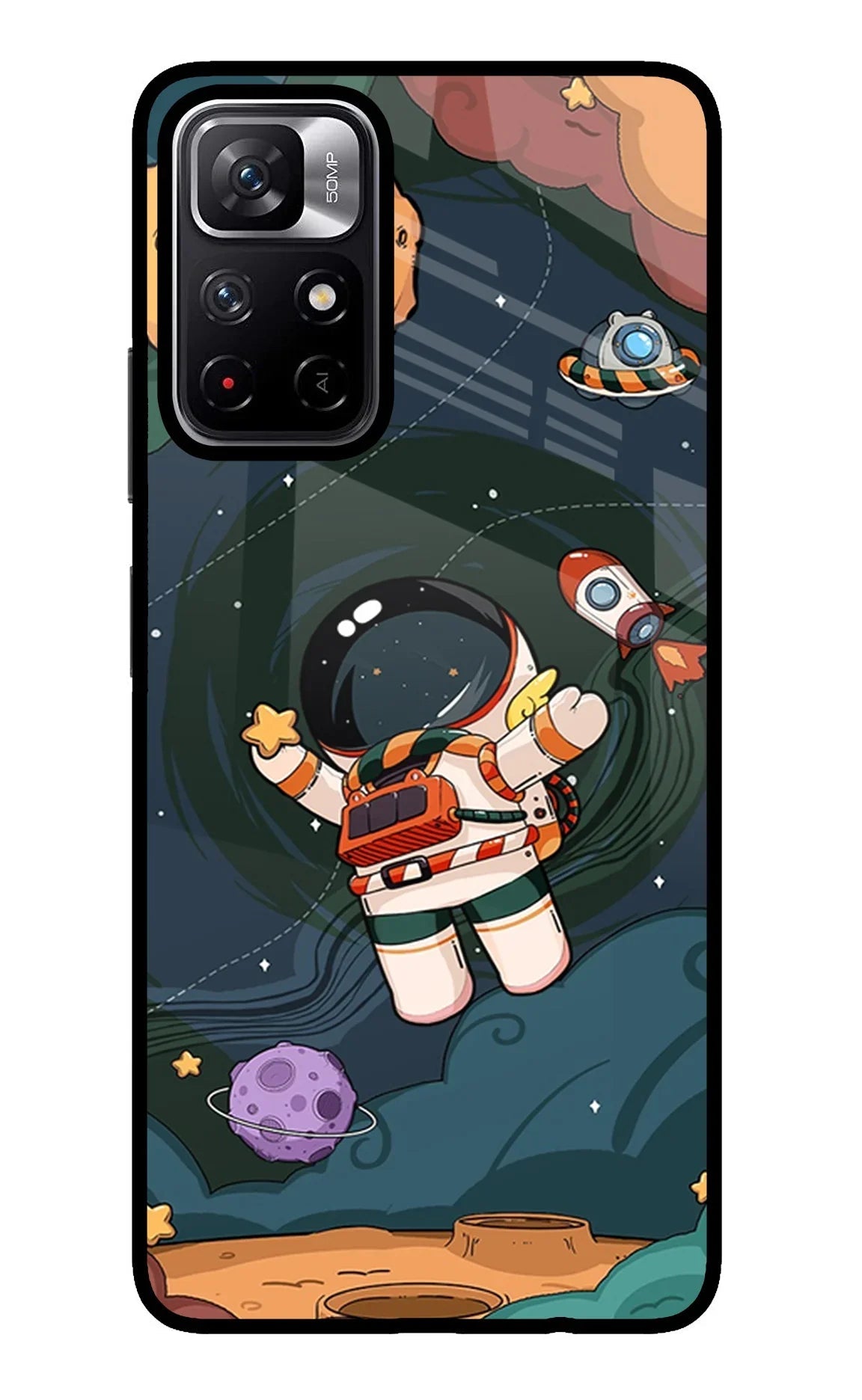 Cartoon Astronaut Poco M4 Pro 5G Back Cover