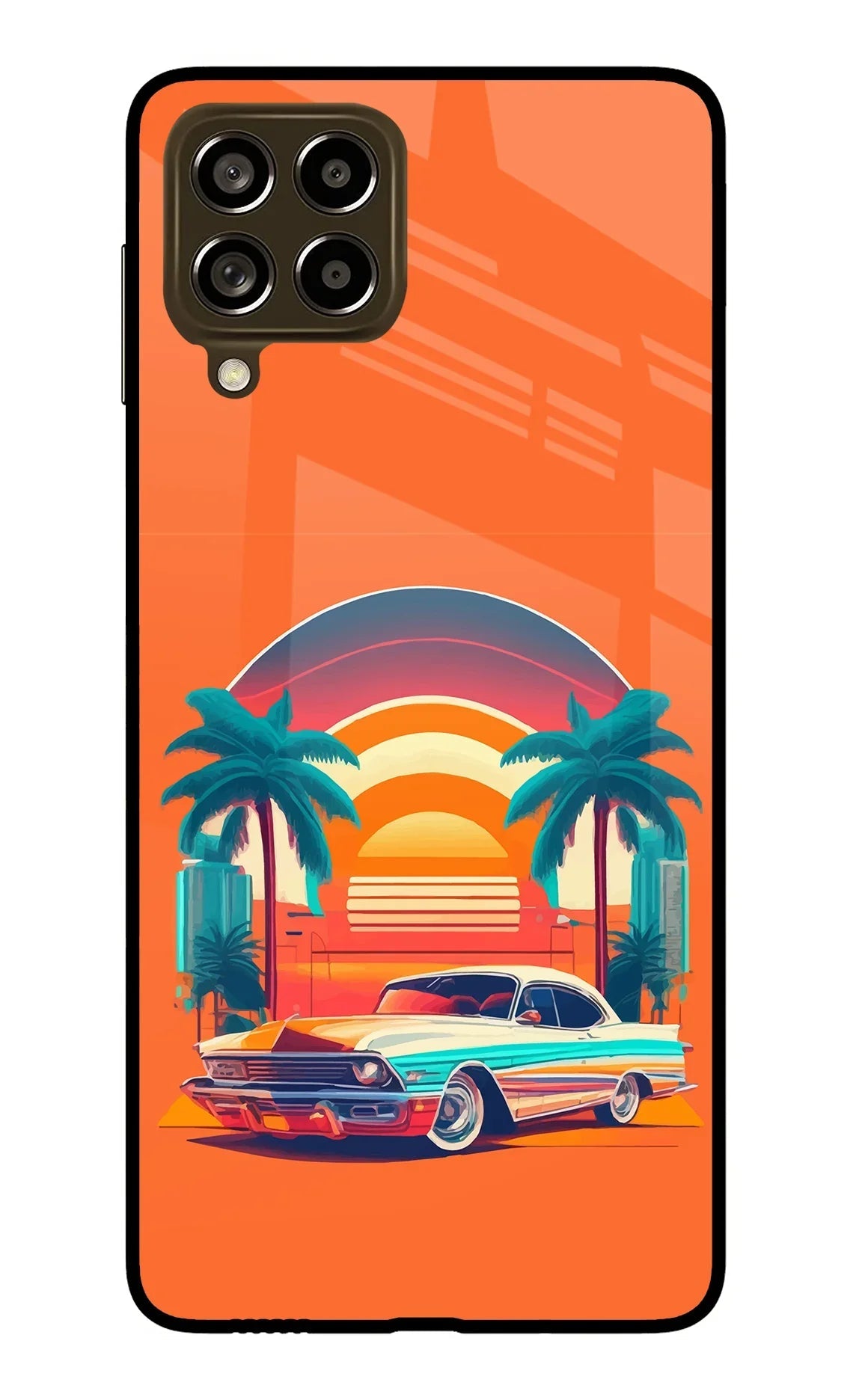 Palm Drive 80s Samsung M53 5G Glass Case