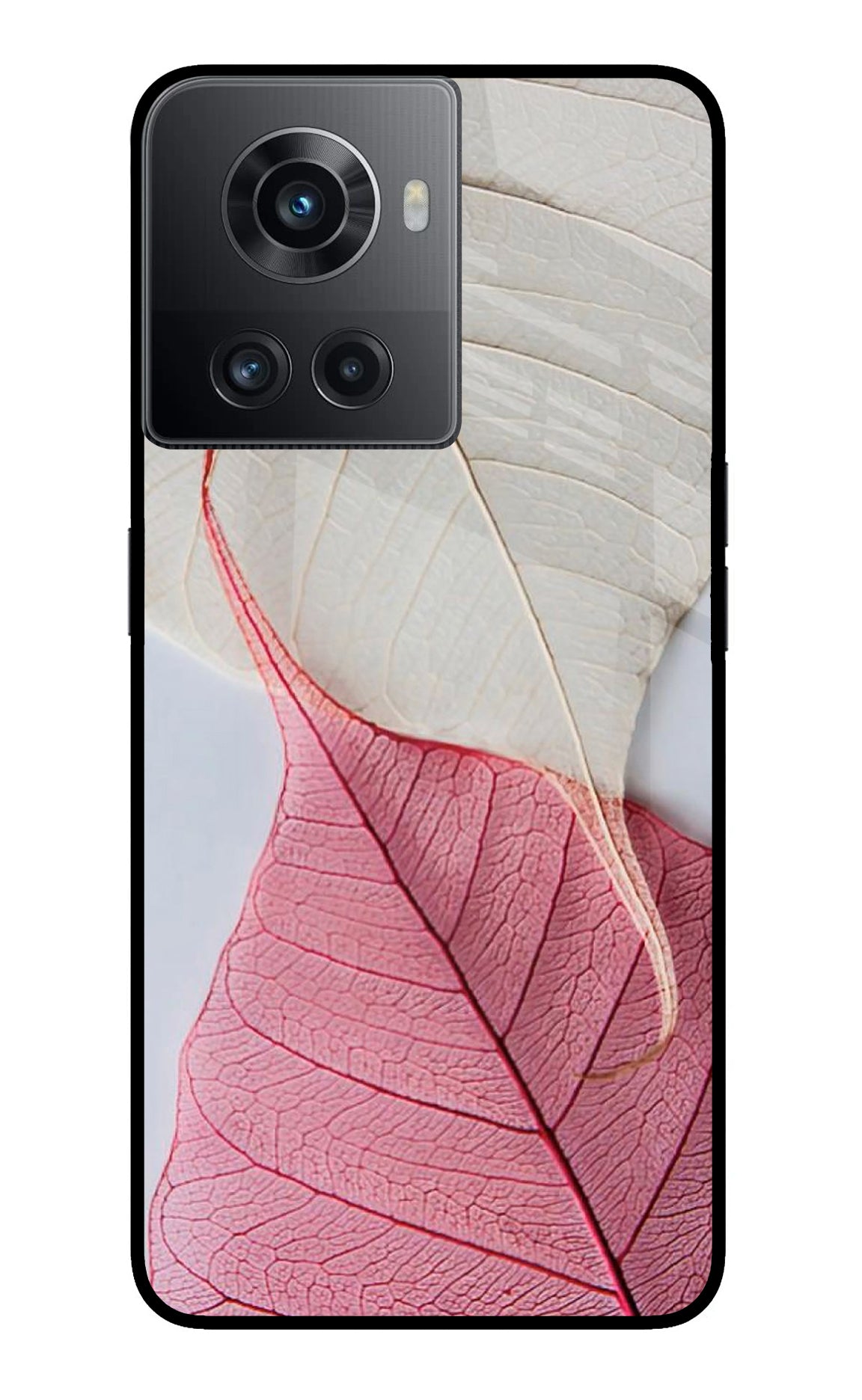 White Pink Leaf OnePlus 10R 5G Back Cover