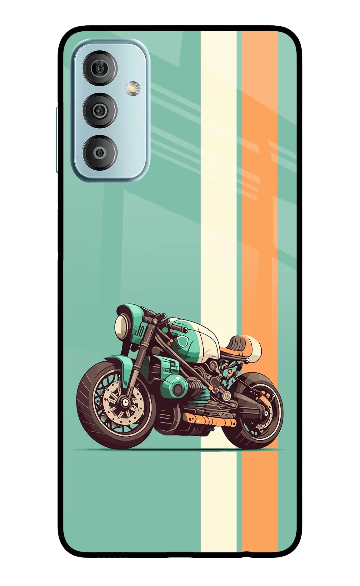 Striped Moto Drift Samsung F23 5G Glass Case