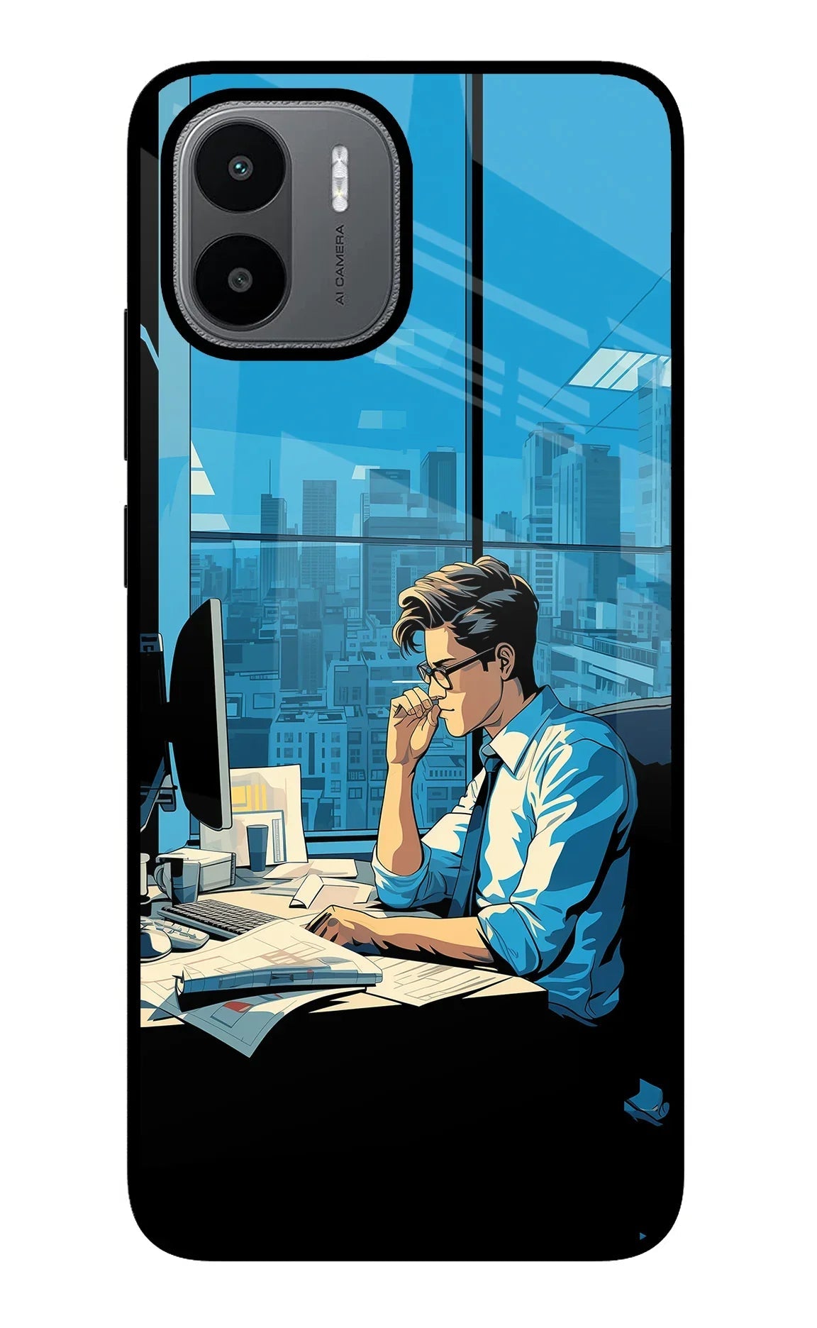 Focused Hustler (AI Generated) Redmi A1/A2 Glass Case