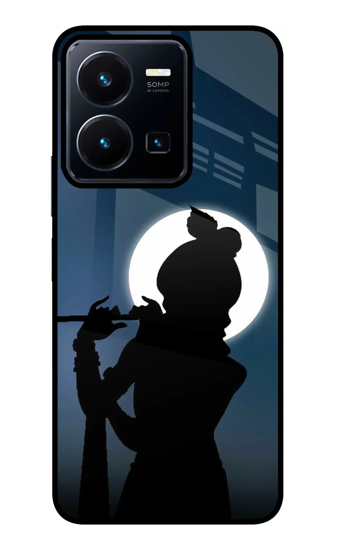Shri Krishna Silhouette Vivo Y35 Glass Case