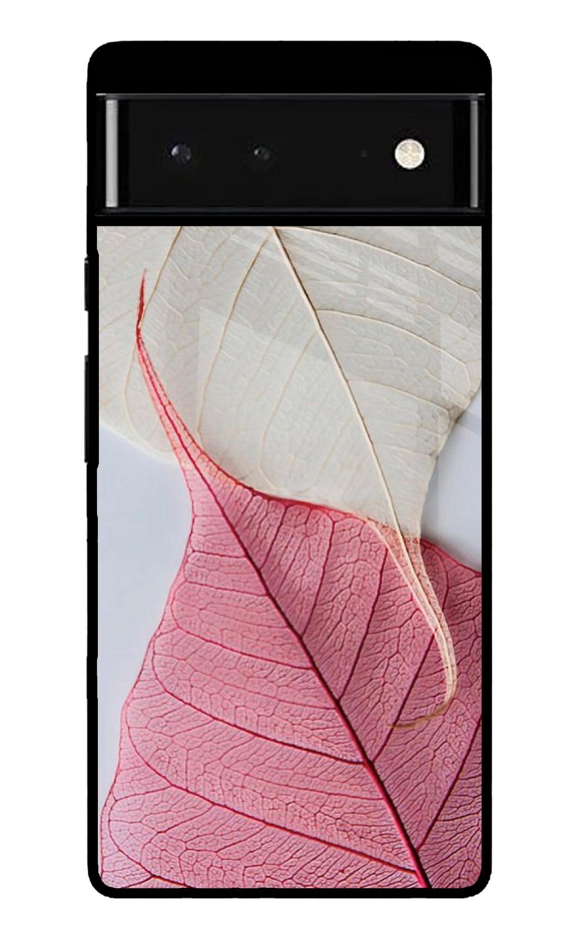 White Pink Leaf Google Pixel 6 Back Cover