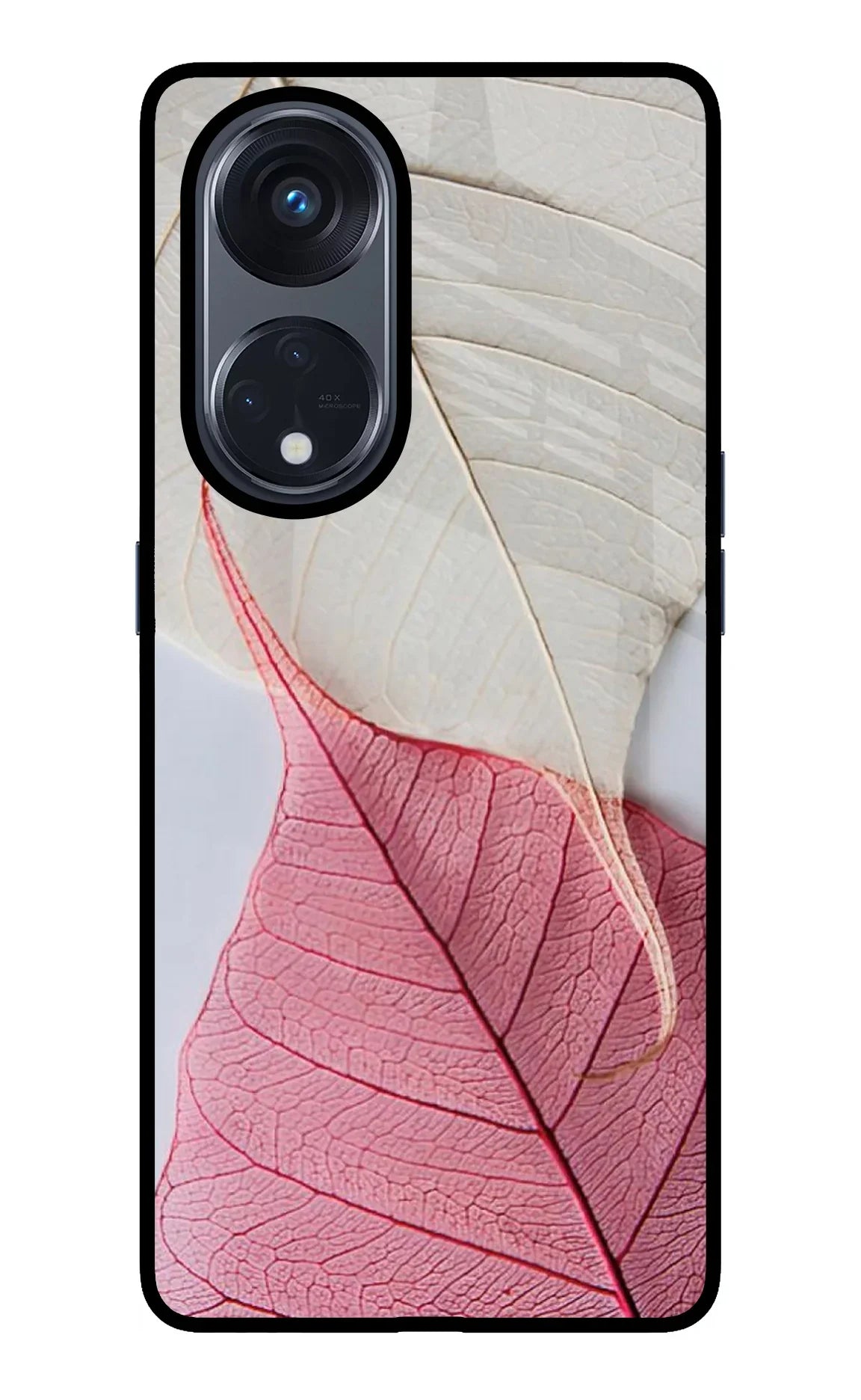 White Pink Leaf Oppo Reno8 T 5G Back Cover