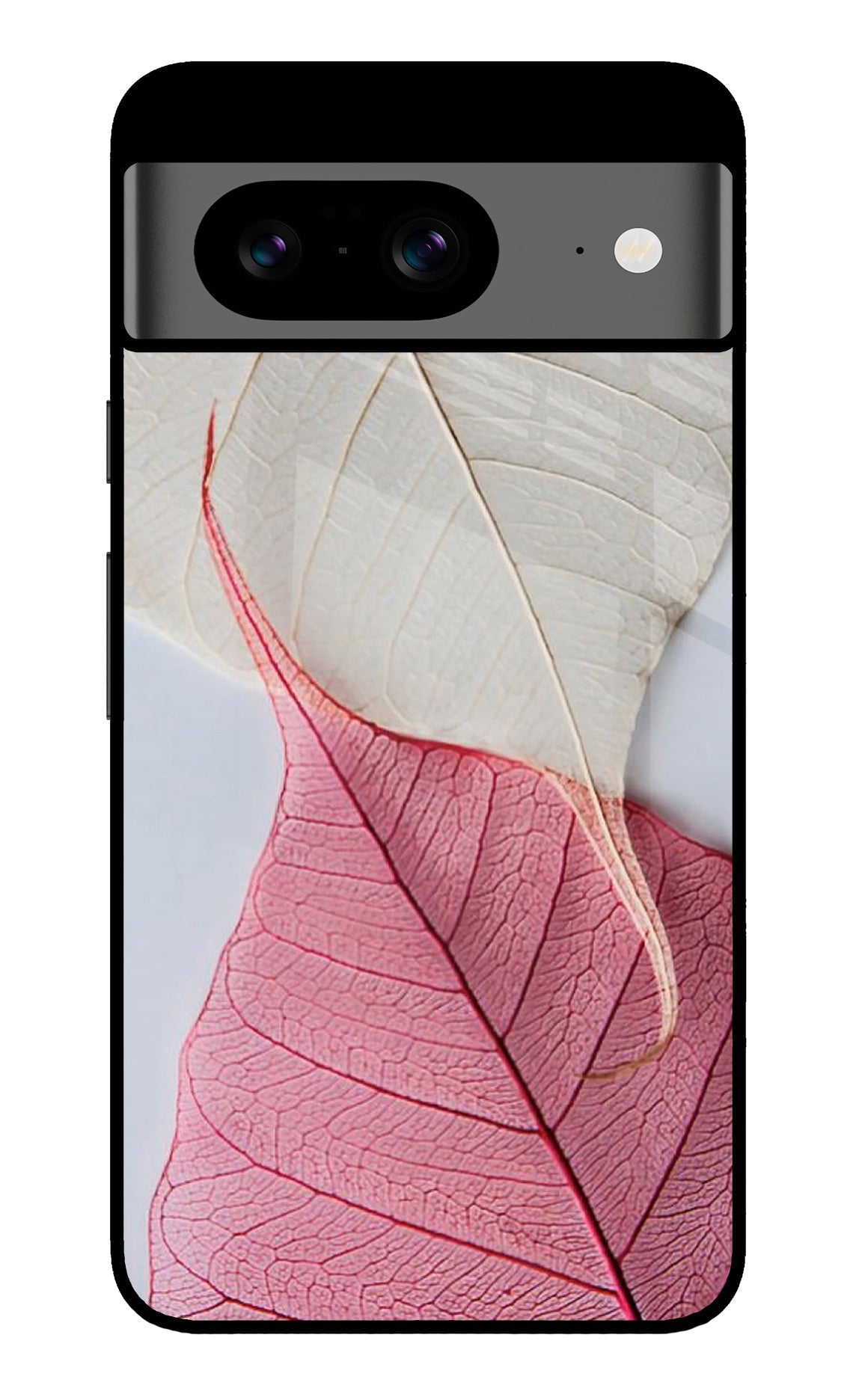 White Pink Leaf Google Pixel 8 Back Cover
