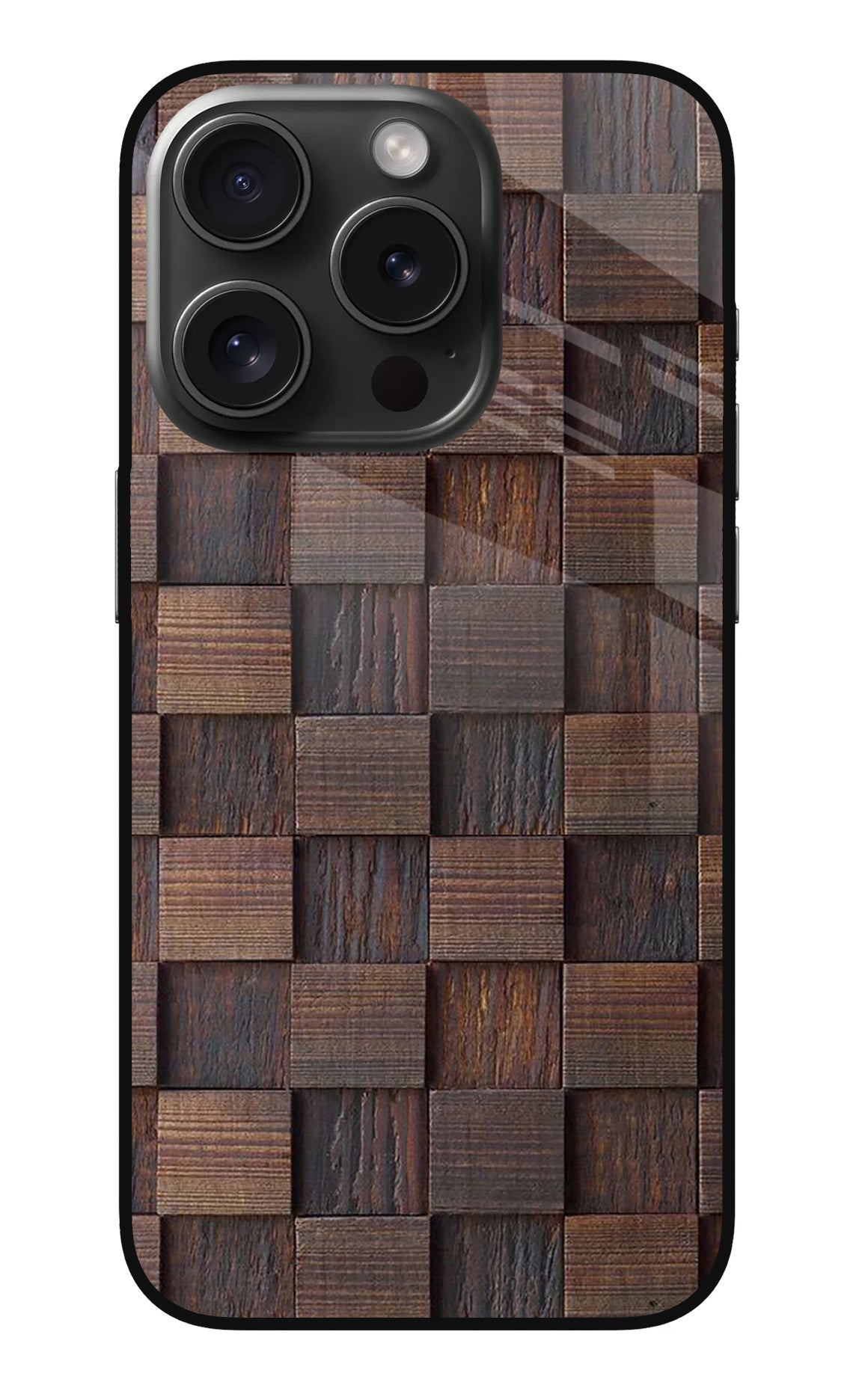 Wooden Cube Design iPhone 15 Pro Back Cover