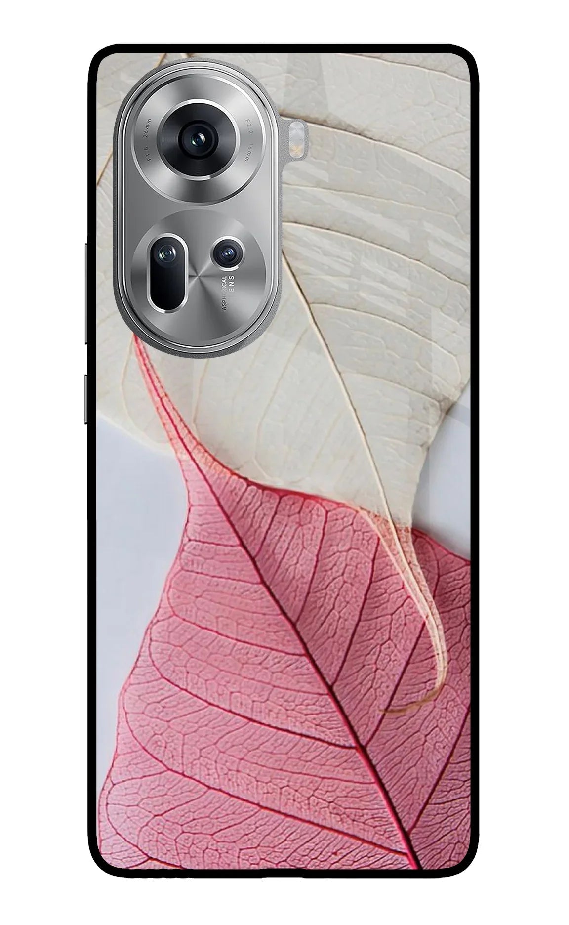 White Pink Leaf Oppo Reno11 Back Cover