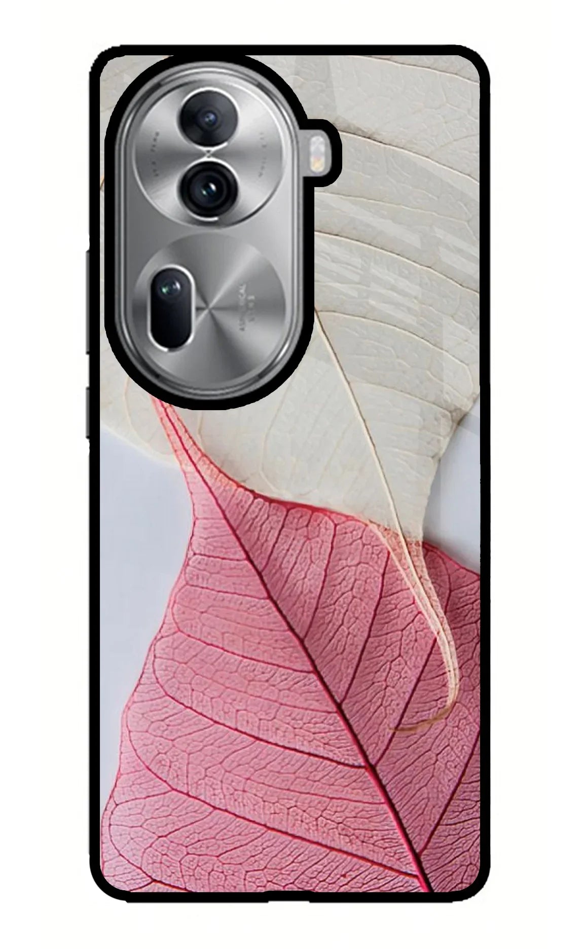 White Pink Leaf Oppo Reno11 Pro 5G Back Cover